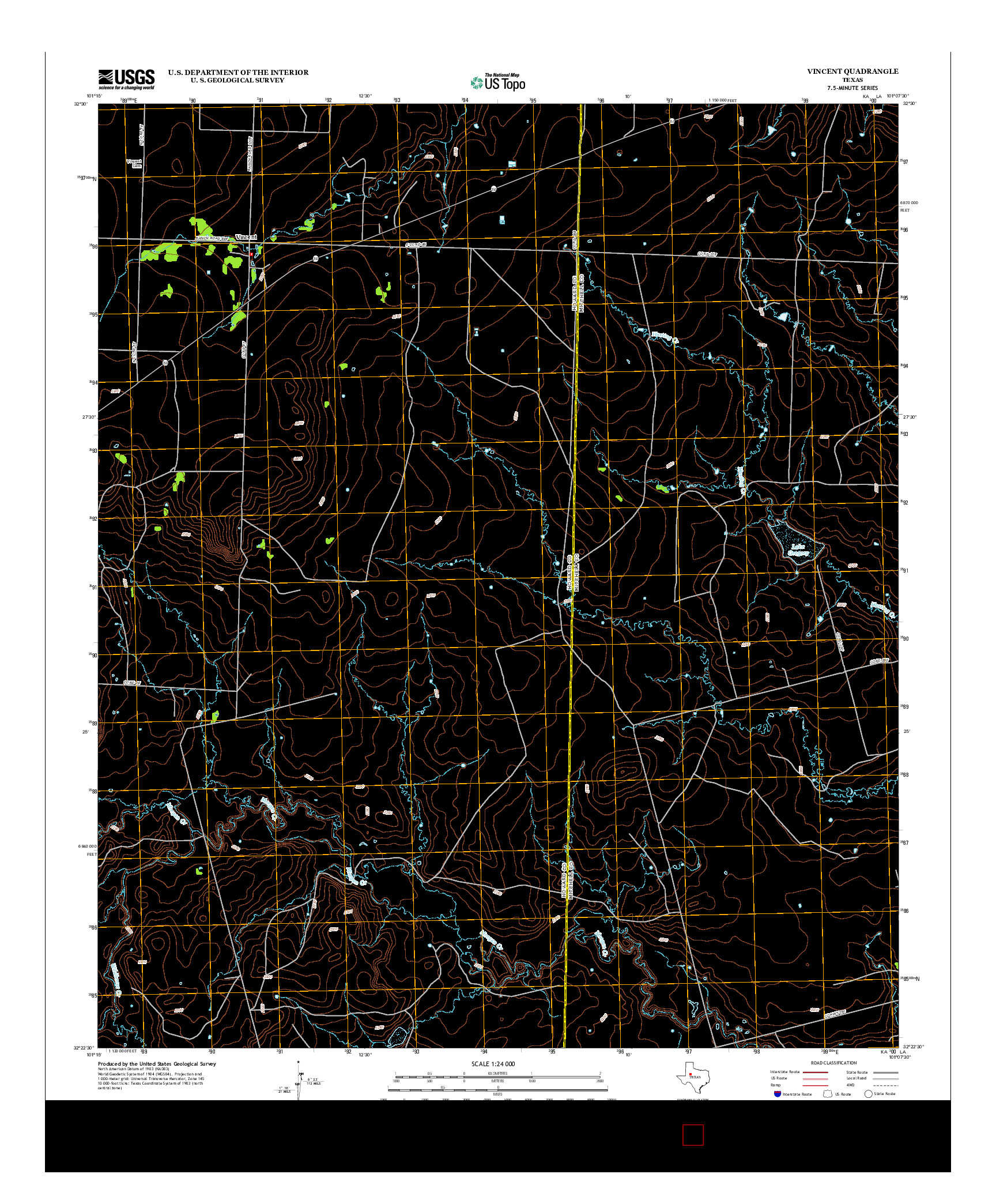 USGS US TOPO 7.5-MINUTE MAP FOR VINCENT, TX 2012
