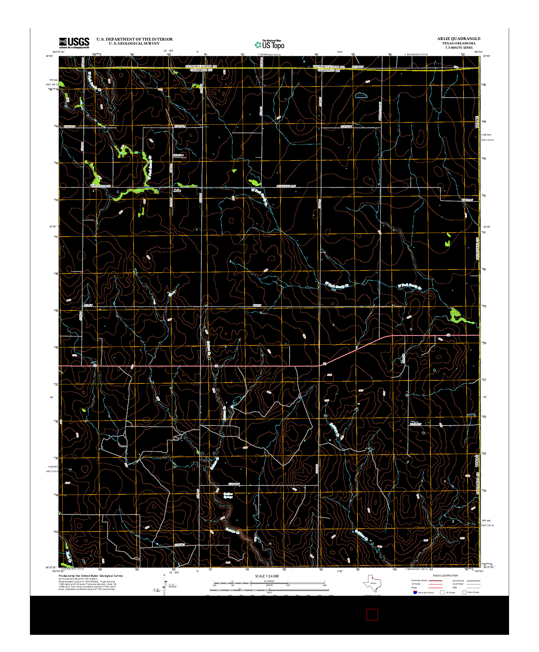 USGS US TOPO 7.5-MINUTE MAP FOR ARLIE, TX-OK 2012
