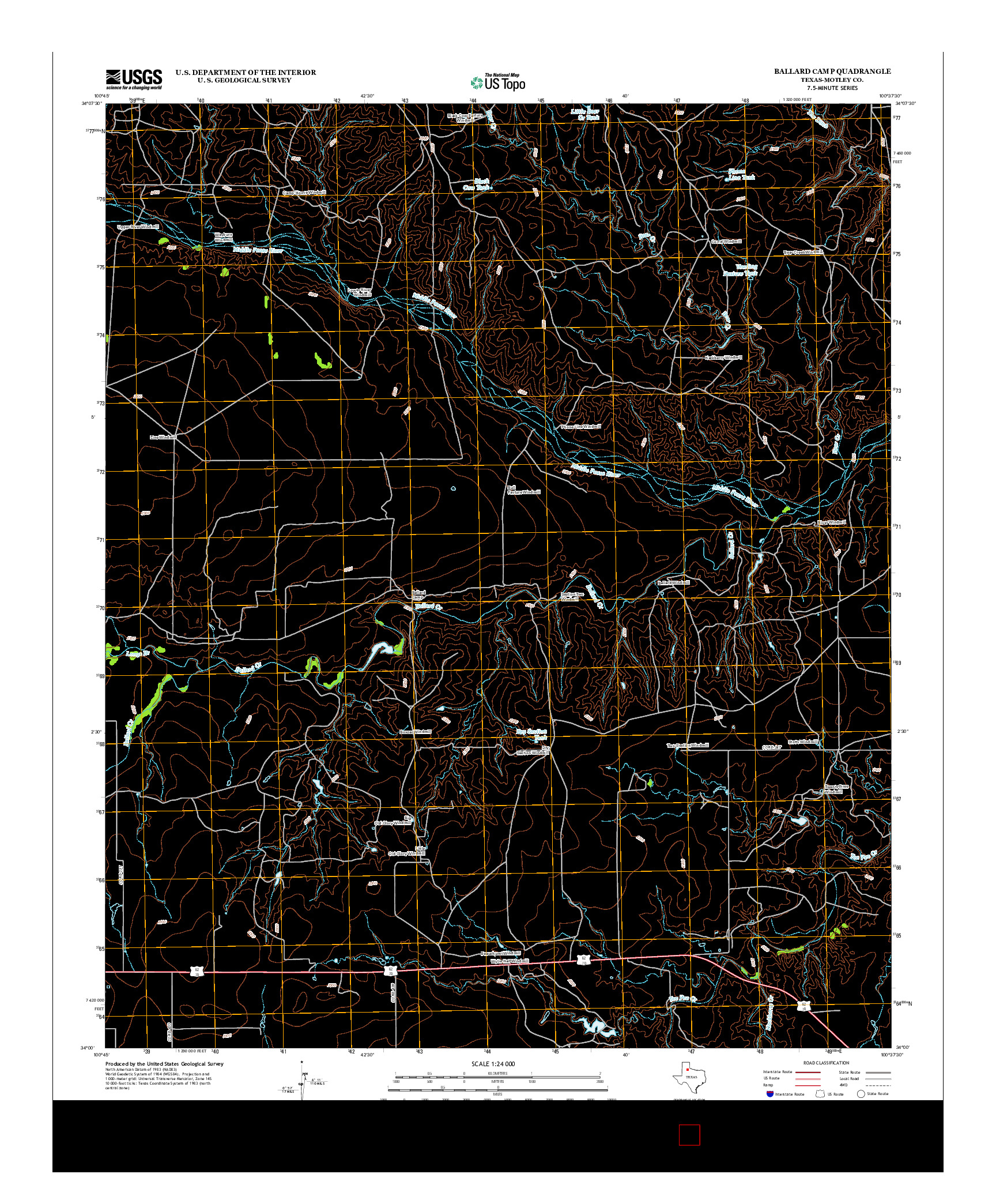 USGS US TOPO 7.5-MINUTE MAP FOR BALLARD CAMP, TX 2012