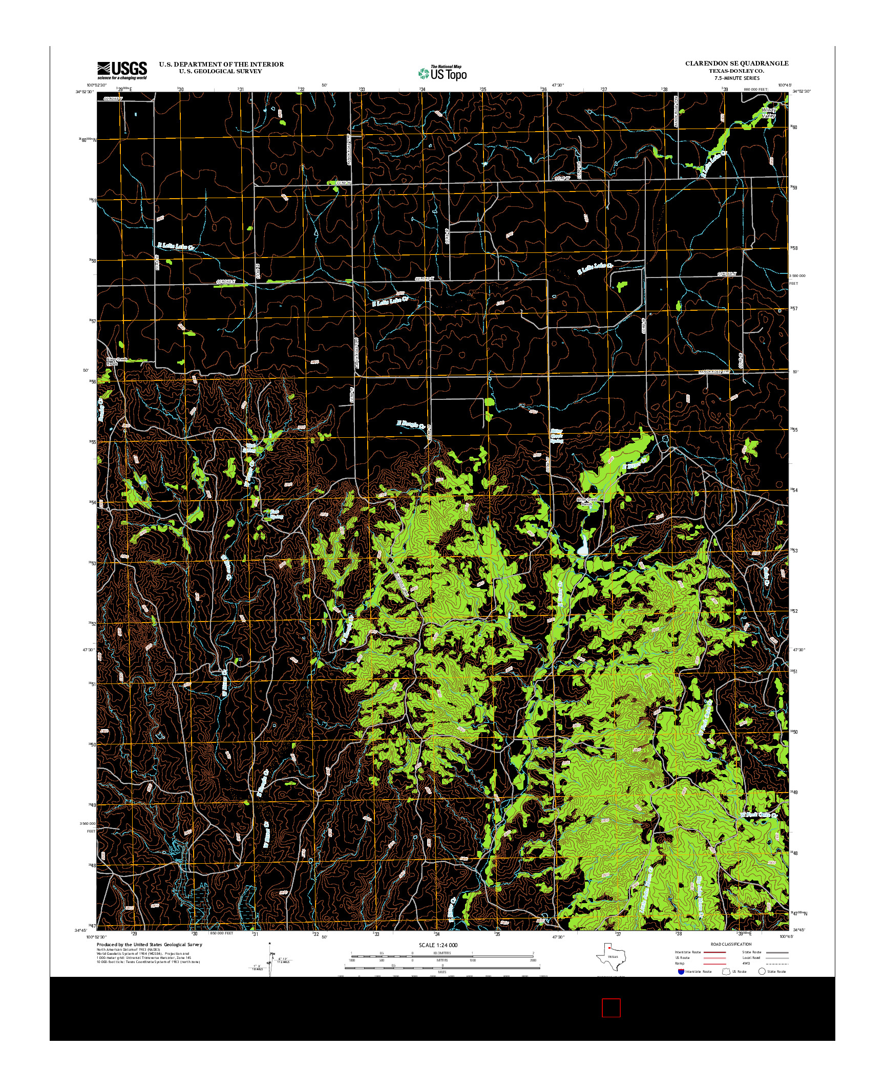 USGS US TOPO 7.5-MINUTE MAP FOR CLARENDON SE, TX 2012