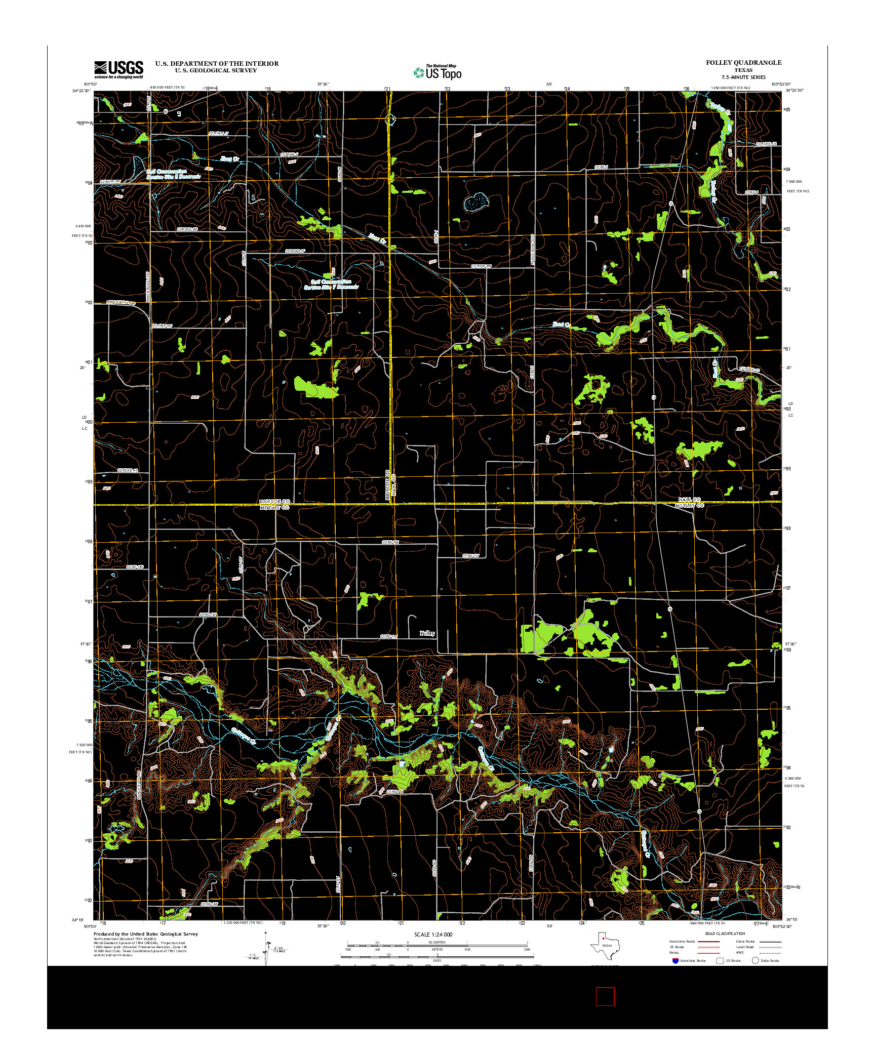 USGS US TOPO 7.5-MINUTE MAP FOR FOLLEY, TX 2012