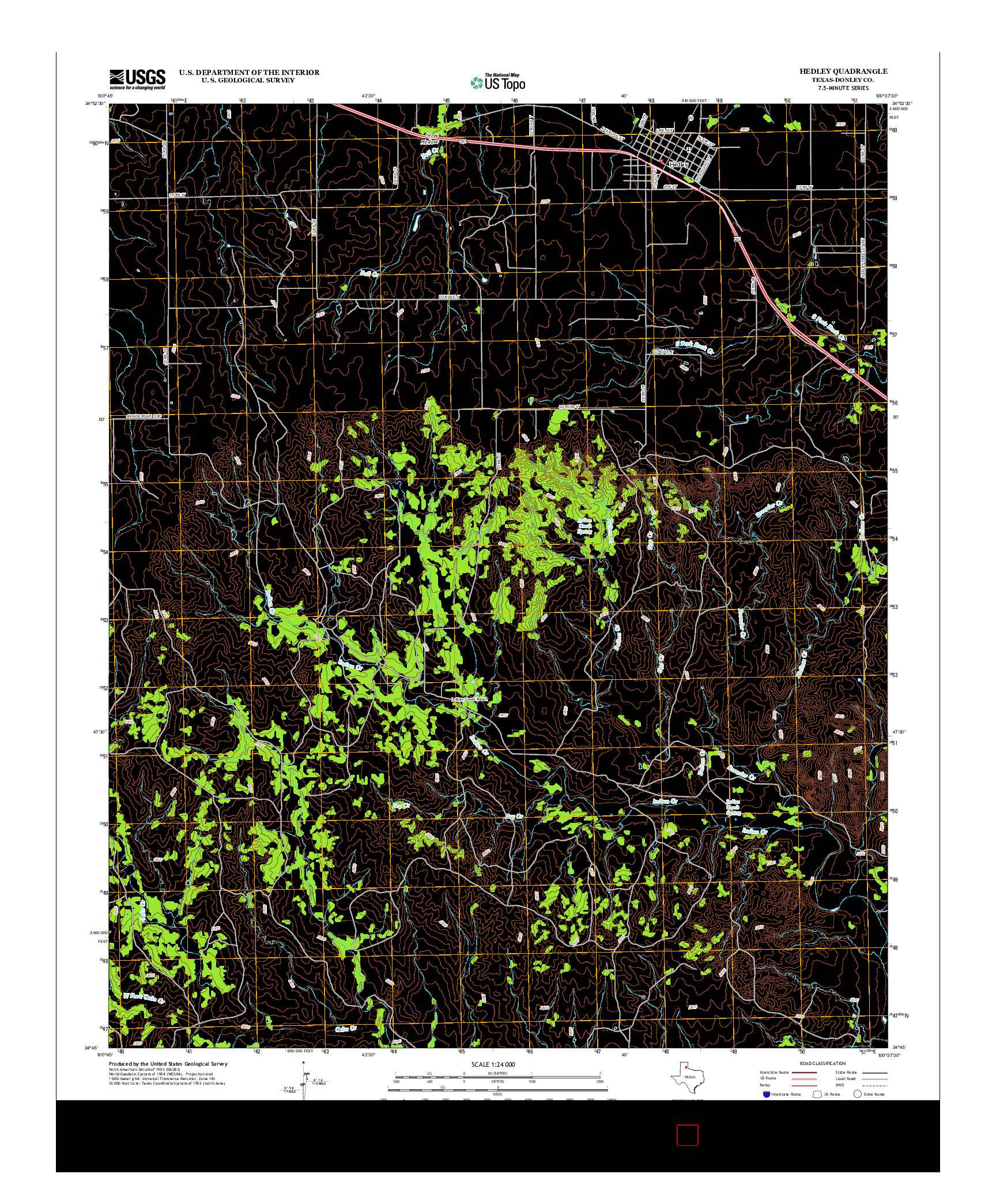 USGS US TOPO 7.5-MINUTE MAP FOR HEDLEY, TX 2012