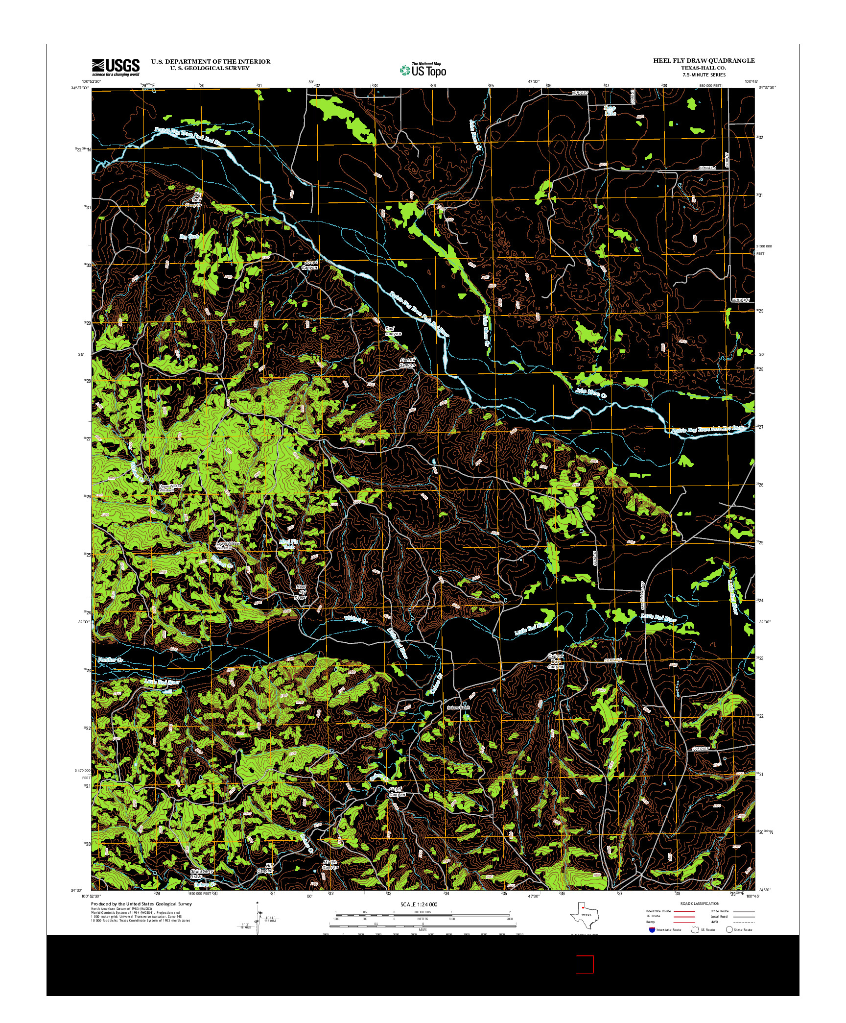 USGS US TOPO 7.5-MINUTE MAP FOR HEEL FLY DRAW, TX 2012