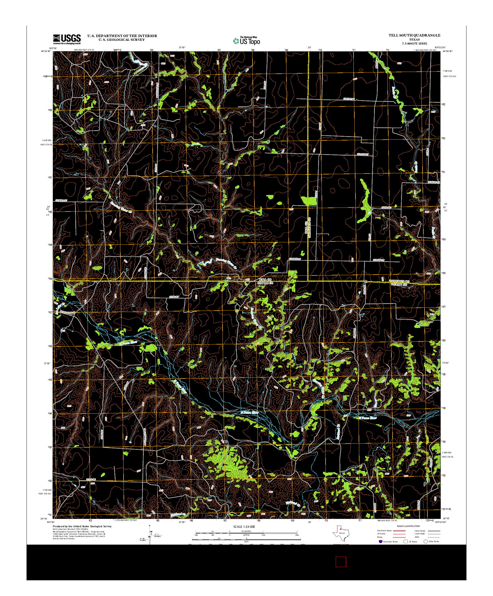 USGS US TOPO 7.5-MINUTE MAP FOR TELL SOUTH, TX 2012