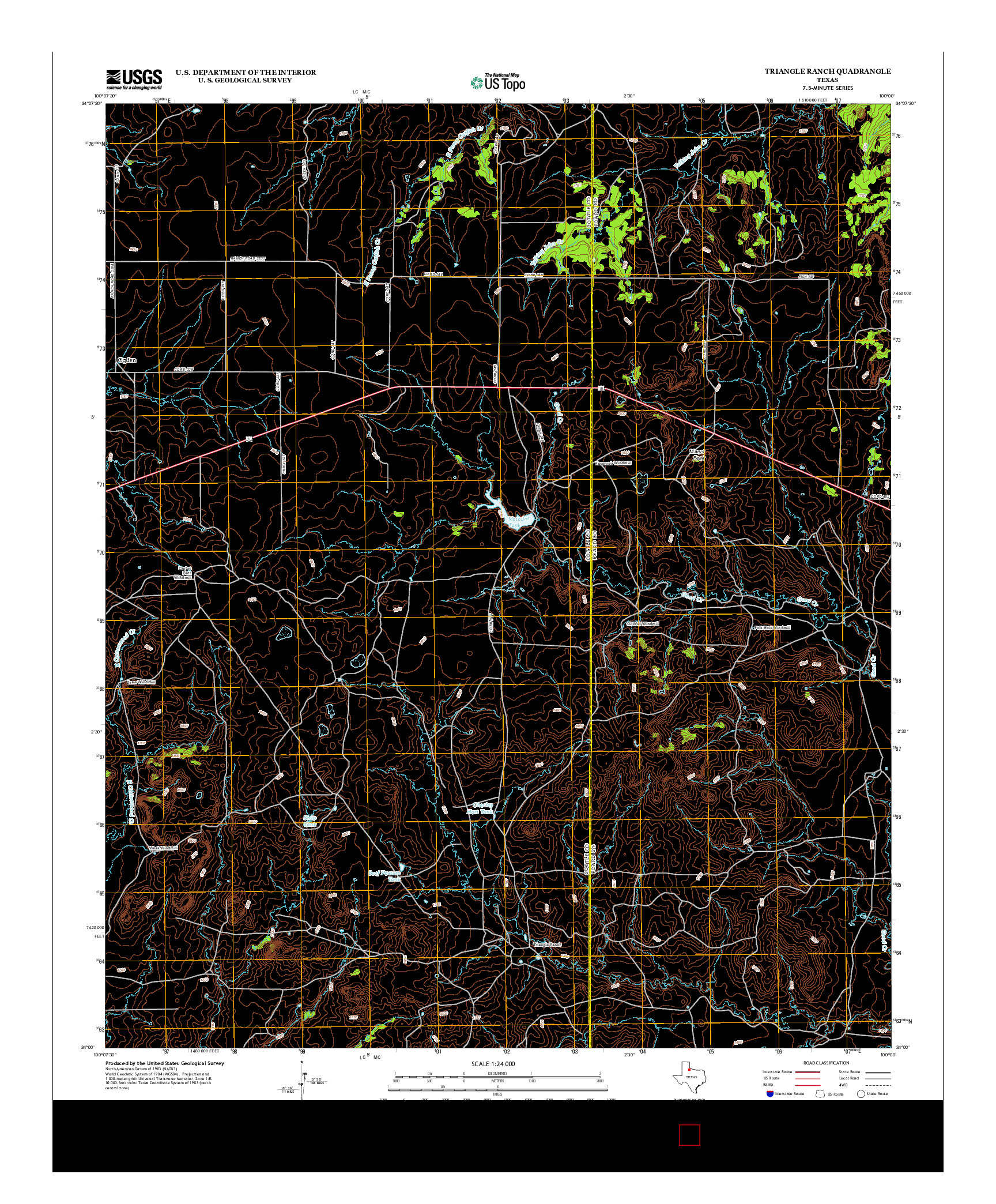 USGS US TOPO 7.5-MINUTE MAP FOR TRIANGLE RANCH, TX 2012