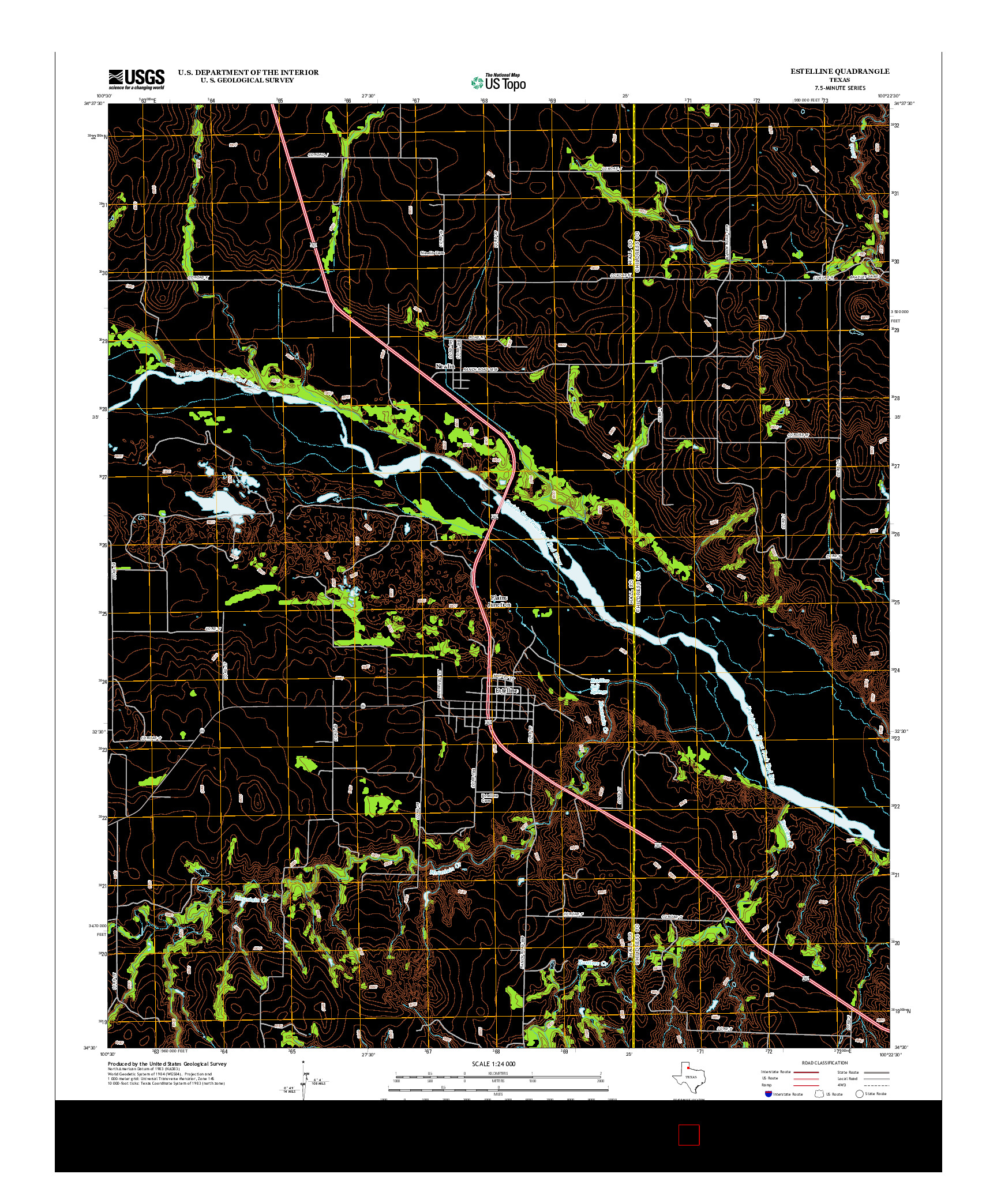 USGS US TOPO 7.5-MINUTE MAP FOR ESTELLINE, TX 2012