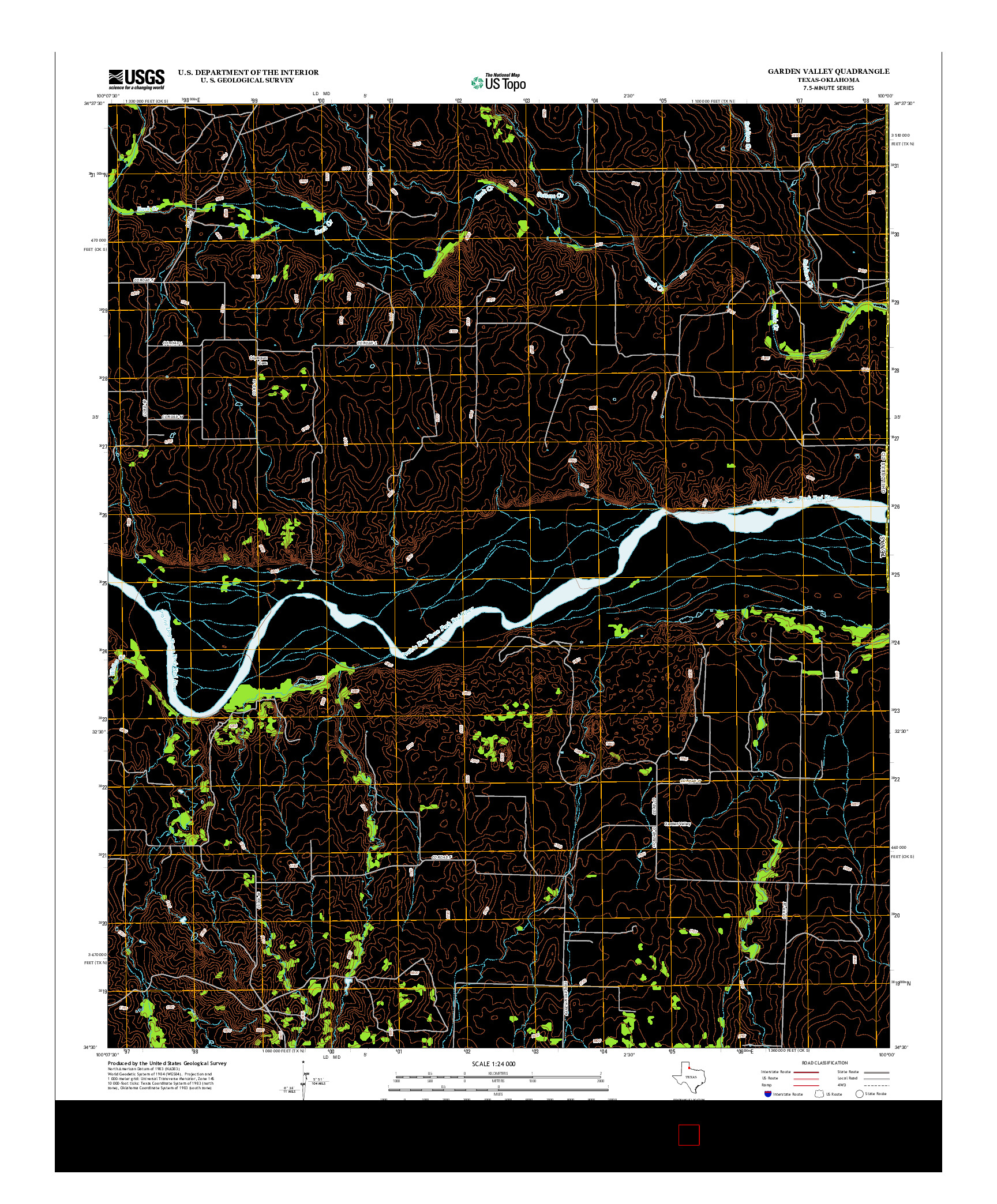 USGS US TOPO 7.5-MINUTE MAP FOR GARDEN VALLEY, TX-OK 2012