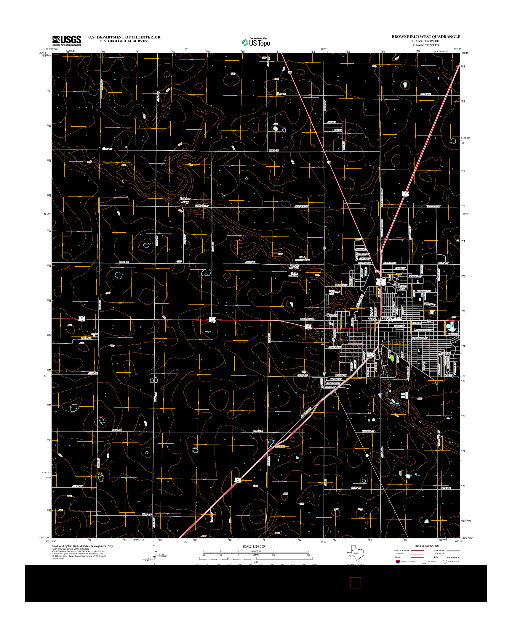 USGS US TOPO 7.5-MINUTE MAP FOR BROWNFIELD WEST, TX 2012