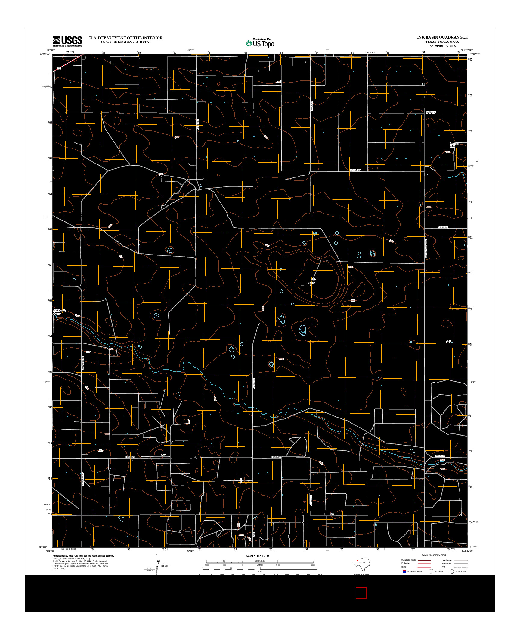 USGS US TOPO 7.5-MINUTE MAP FOR INK BASIN, TX 2012