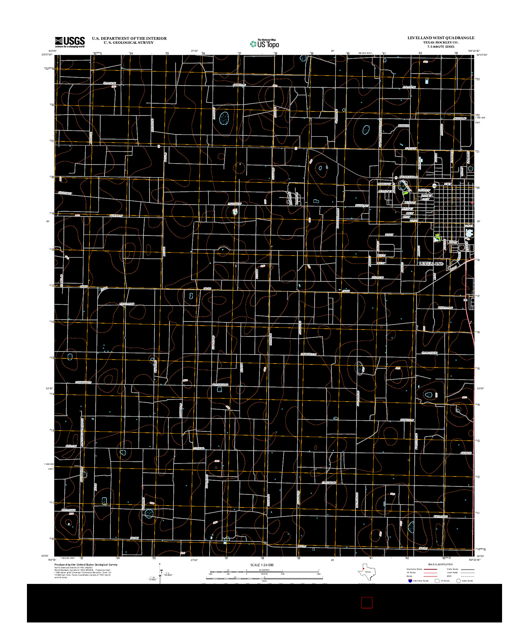 USGS US TOPO 7.5-MINUTE MAP FOR LEVELLAND WEST, TX 2012