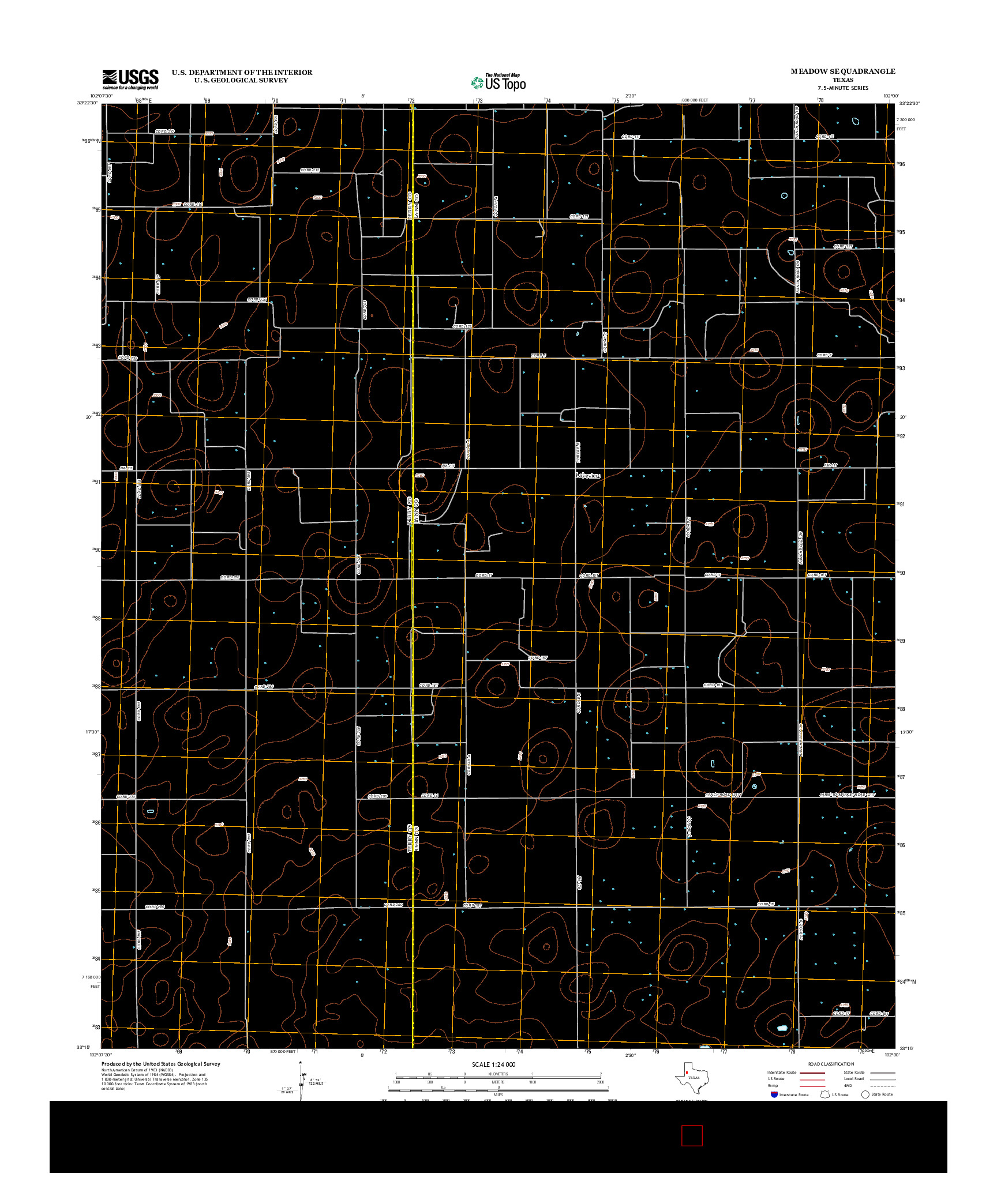 USGS US TOPO 7.5-MINUTE MAP FOR MEADOW SE, TX 2012