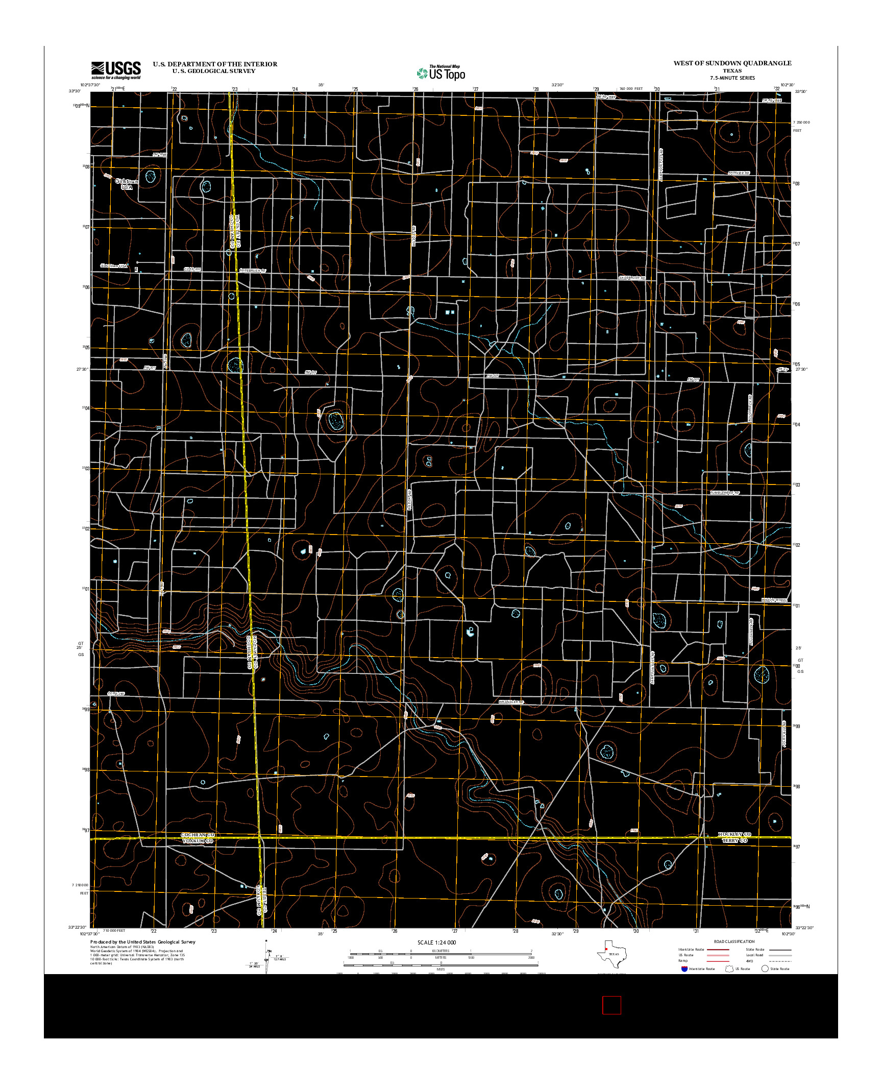 USGS US TOPO 7.5-MINUTE MAP FOR WEST OF SUNDOWN, TX 2012