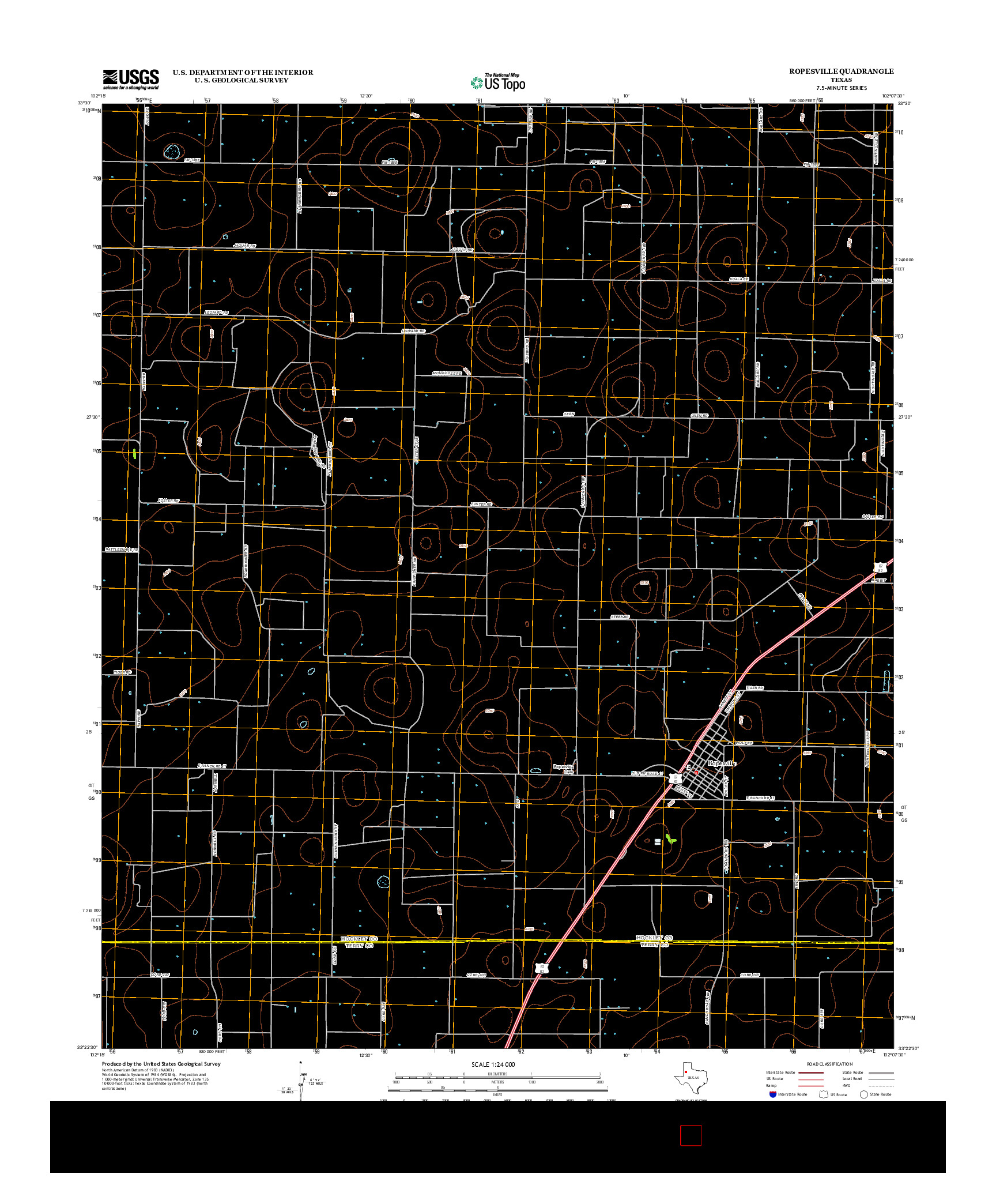USGS US TOPO 7.5-MINUTE MAP FOR ROPESVILLE, TX 2012