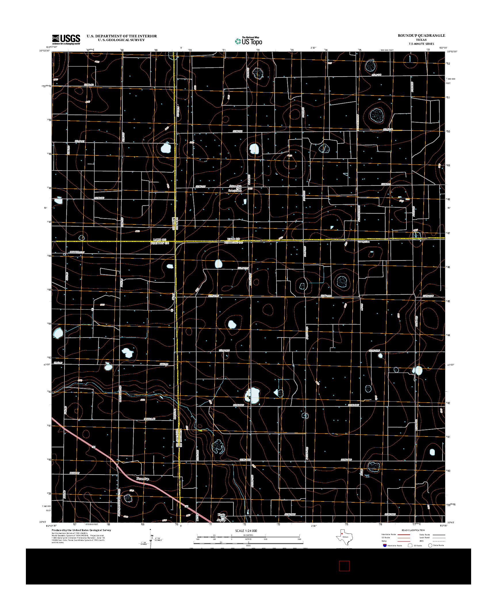 USGS US TOPO 7.5-MINUTE MAP FOR ROUNDUP, TX 2012