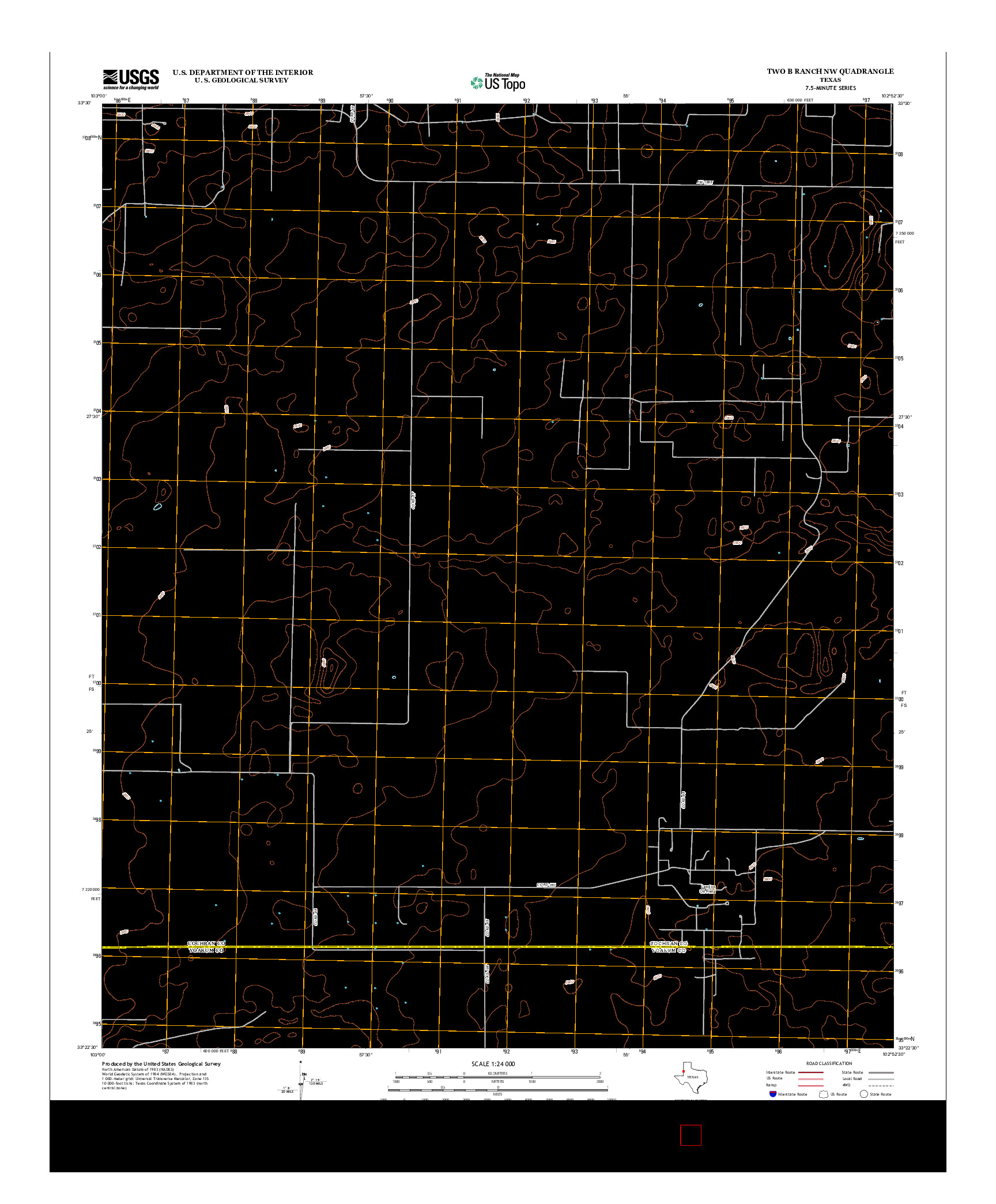 USGS US TOPO 7.5-MINUTE MAP FOR TWO B RANCH NW, TX 2012
