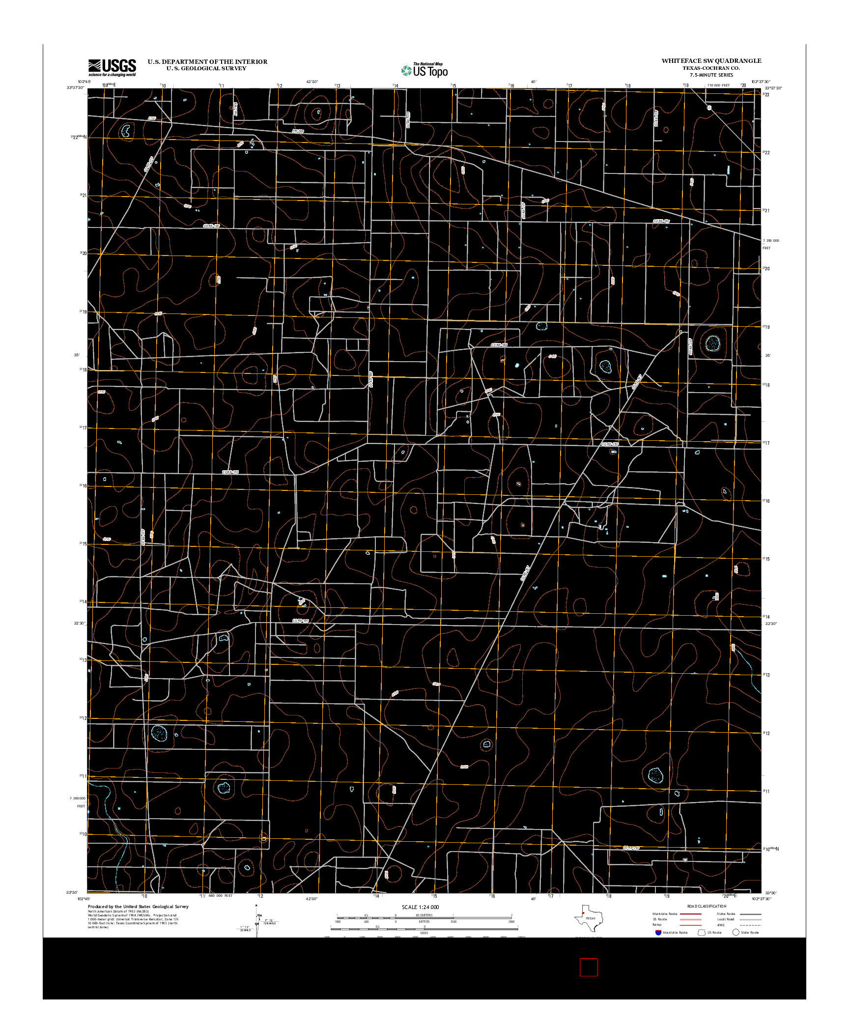 USGS US TOPO 7.5-MINUTE MAP FOR WHITEFACE SW, TX 2012