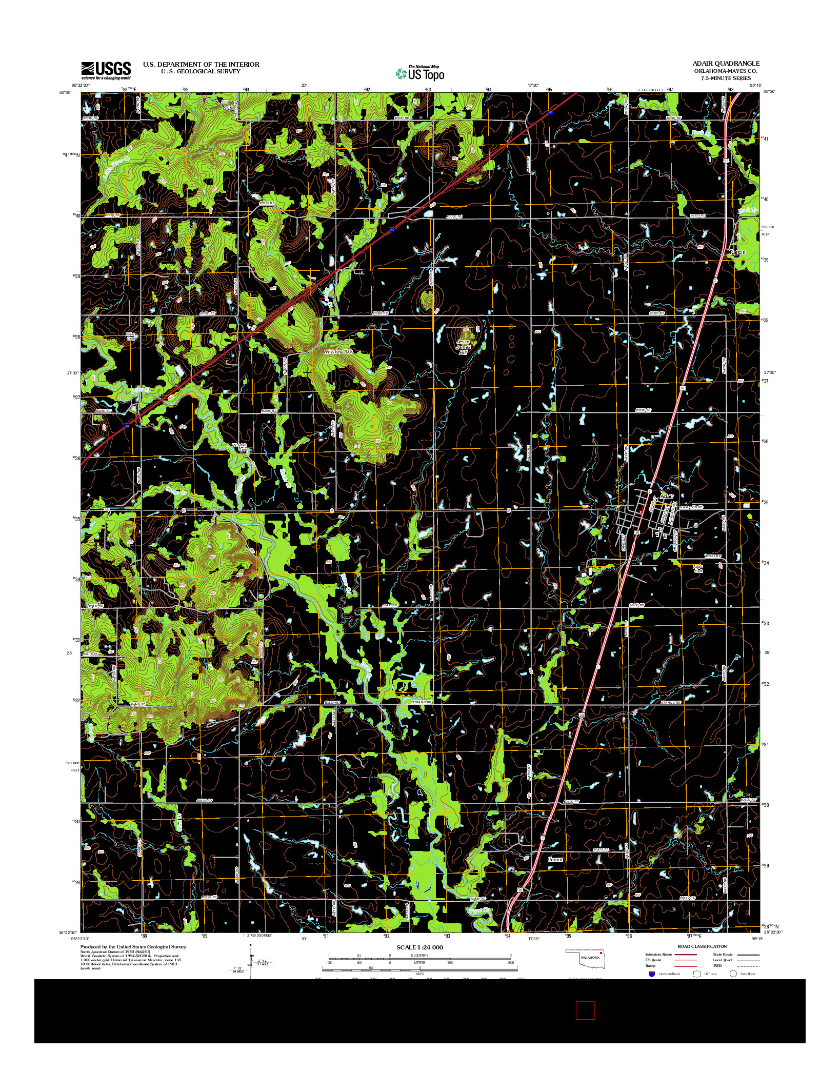 USGS US TOPO 7.5-MINUTE MAP FOR ADAIR, OK 2012