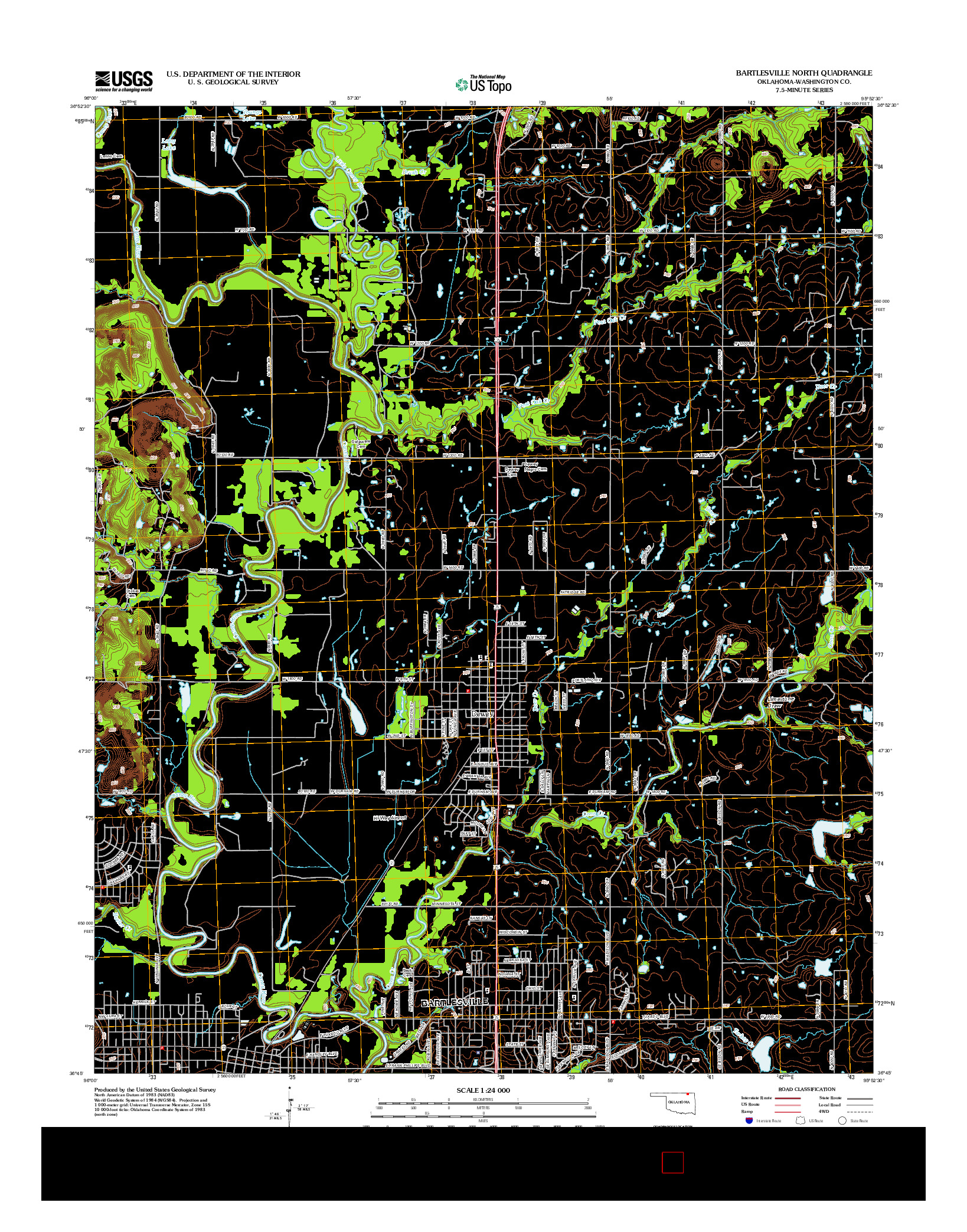 USGS US TOPO 7.5-MINUTE MAP FOR BARTLESVILLE NORTH, OK 2012