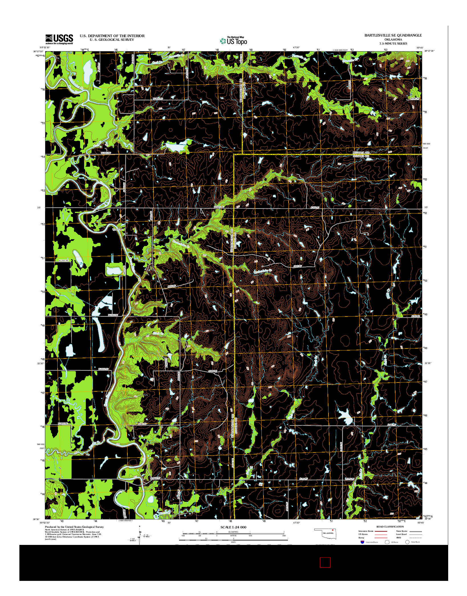 USGS US TOPO 7.5-MINUTE MAP FOR BARTLESVILLE SE, OK 2012