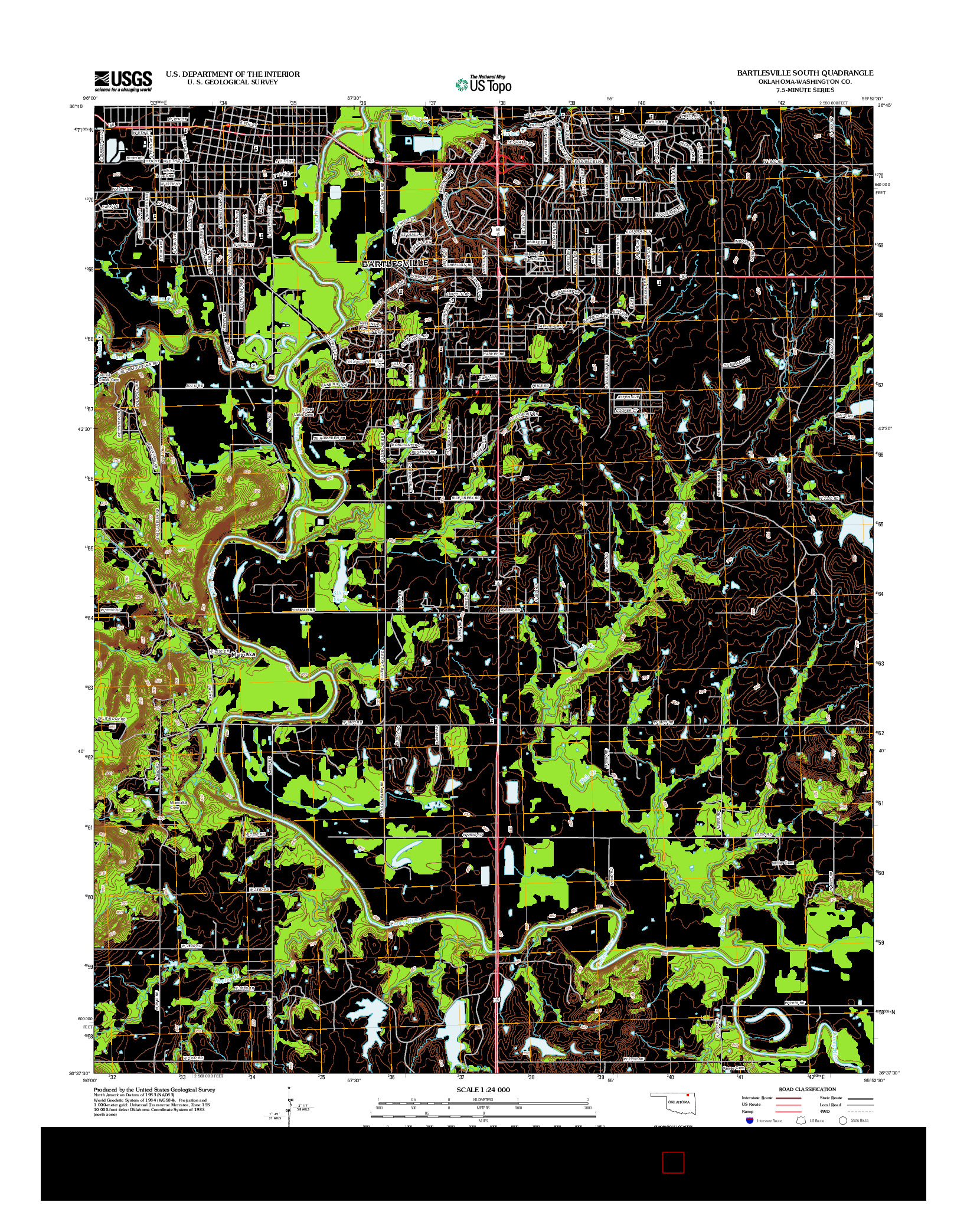 USGS US TOPO 7.5-MINUTE MAP FOR BARTLESVILLE SOUTH, OK 2012