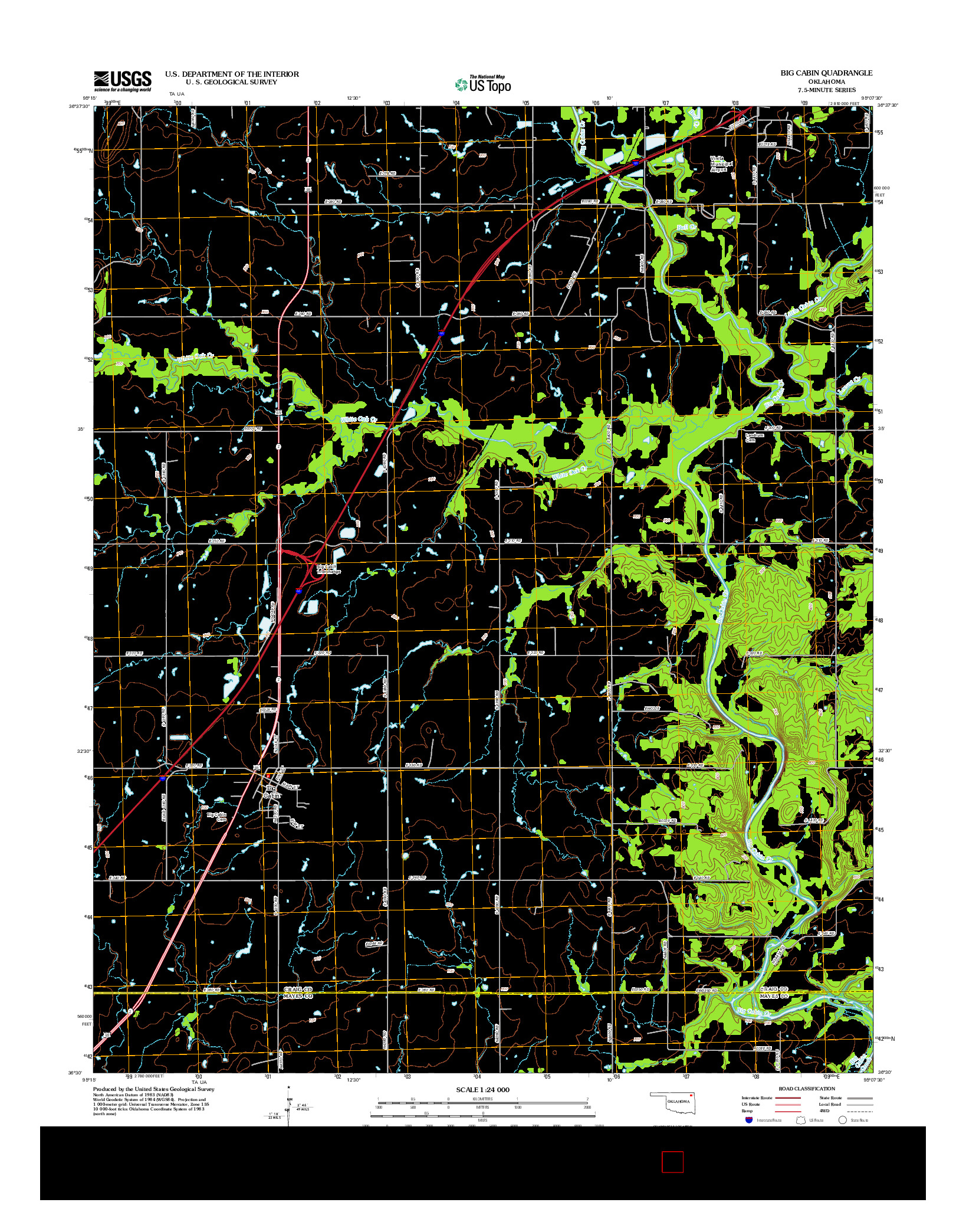 USGS US TOPO 7.5-MINUTE MAP FOR BIG CABIN, OK 2012