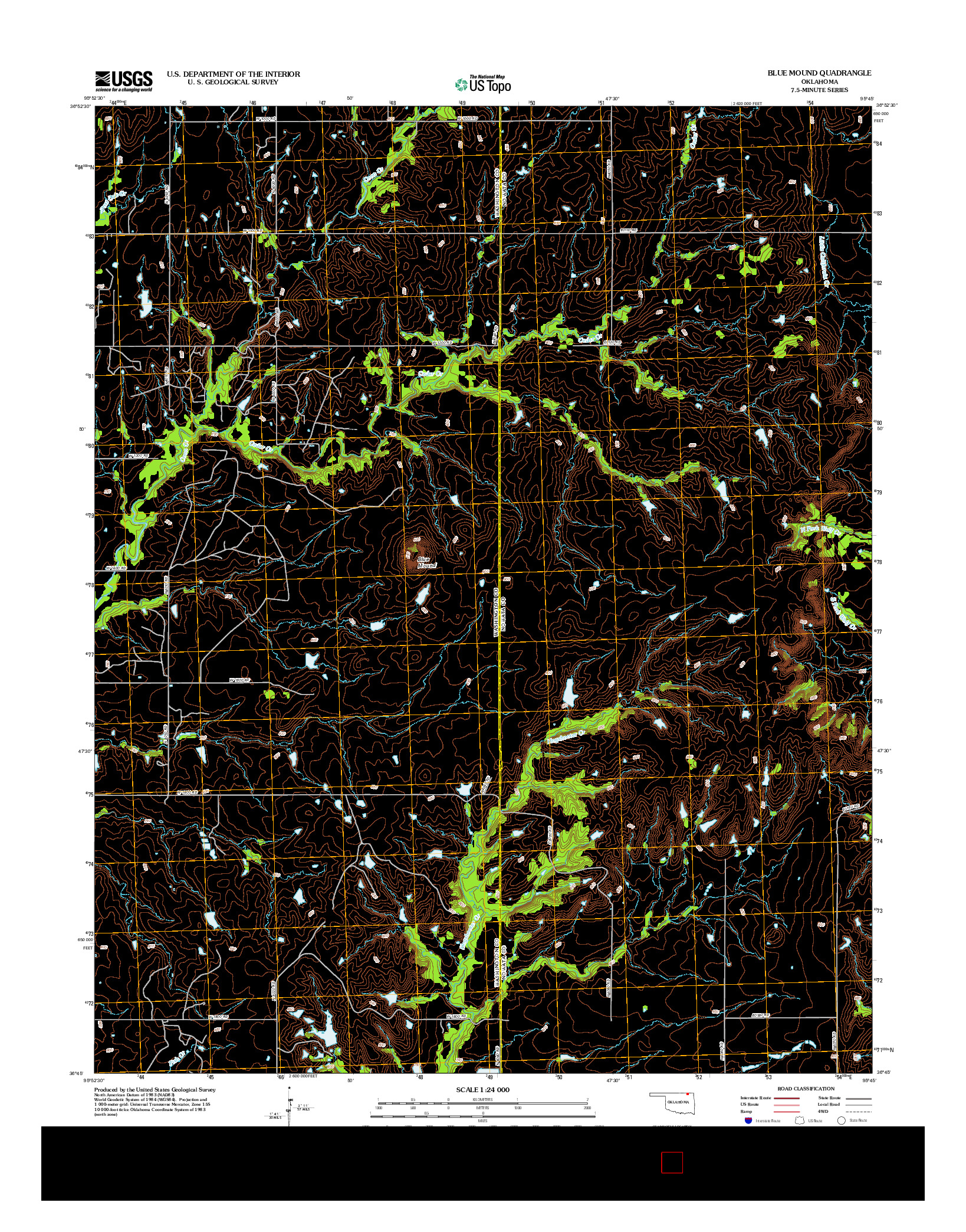 USGS US TOPO 7.5-MINUTE MAP FOR BLUE MOUND, OK 2012