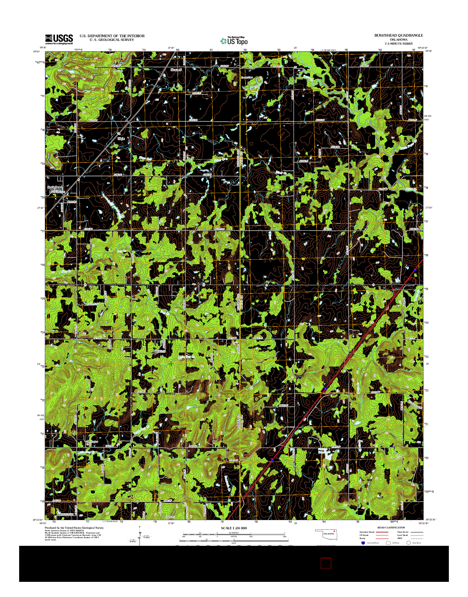 USGS US TOPO 7.5-MINUTE MAP FOR BUSHYHEAD, OK 2012