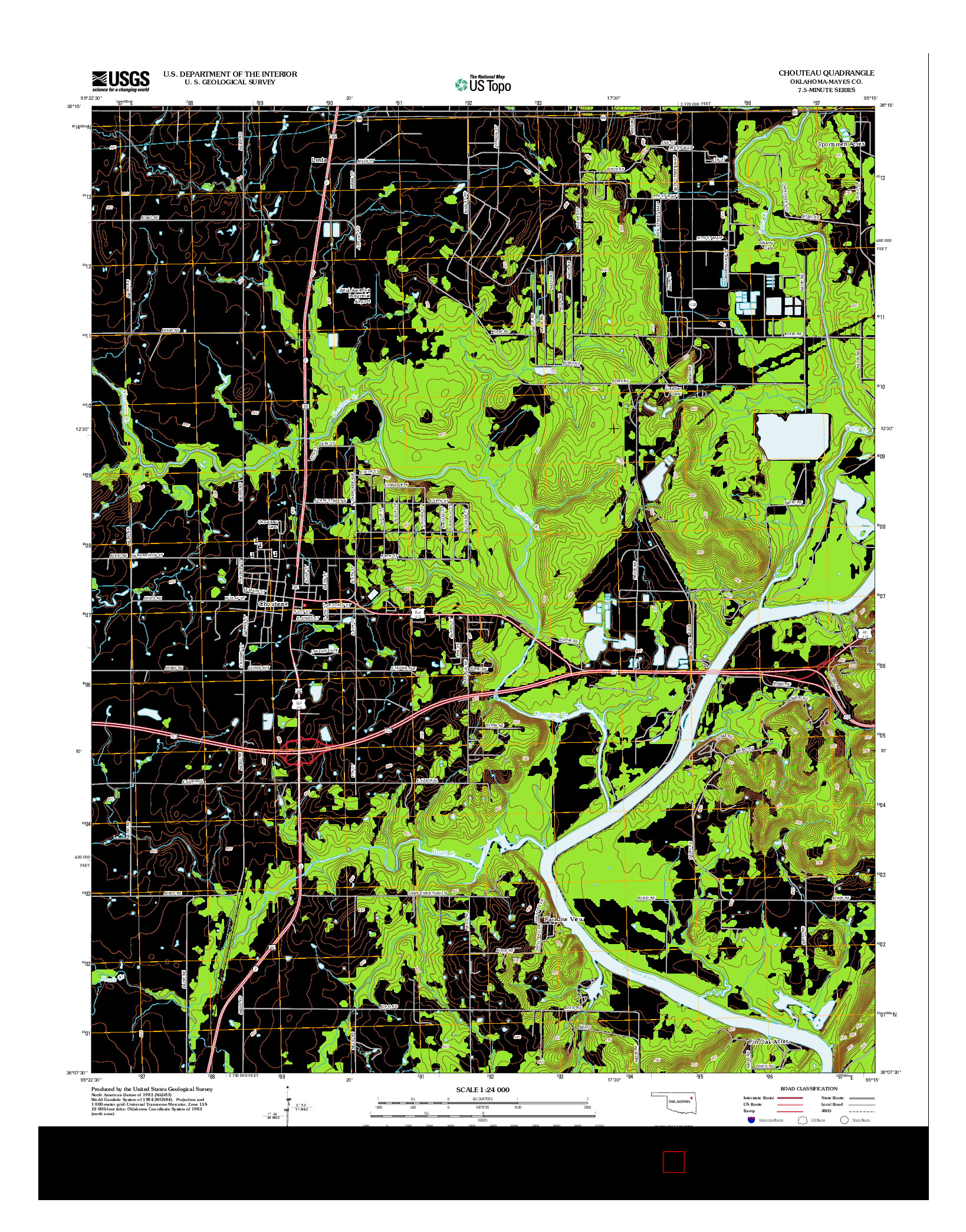 USGS US TOPO 7.5-MINUTE MAP FOR CHOUTEAU, OK 2012