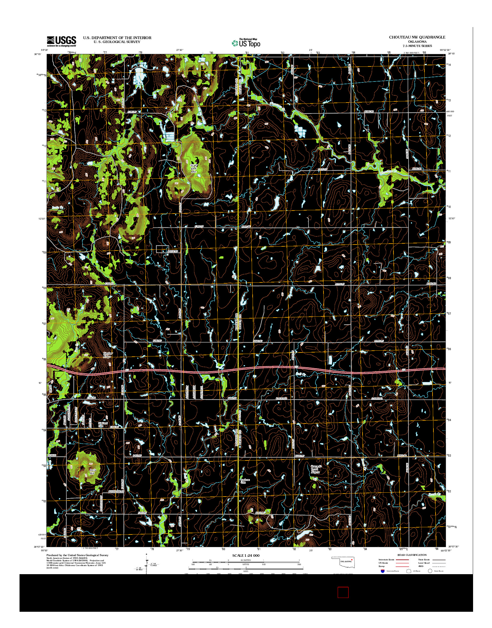 USGS US TOPO 7.5-MINUTE MAP FOR CHOUTEAU NW, OK 2012