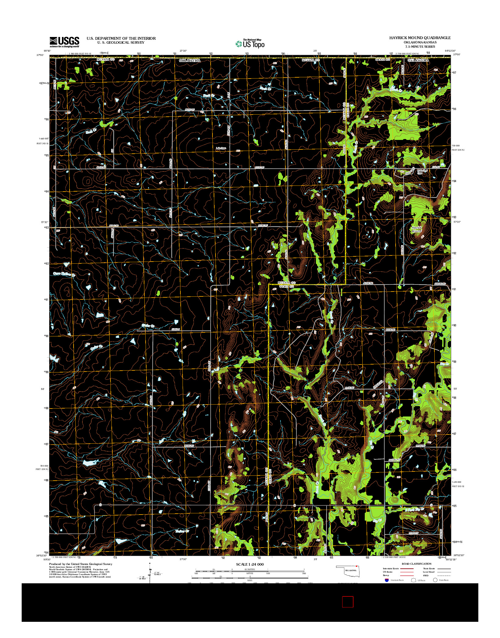 USGS US TOPO 7.5-MINUTE MAP FOR HAYRICK MOUND, OK-KS 2012