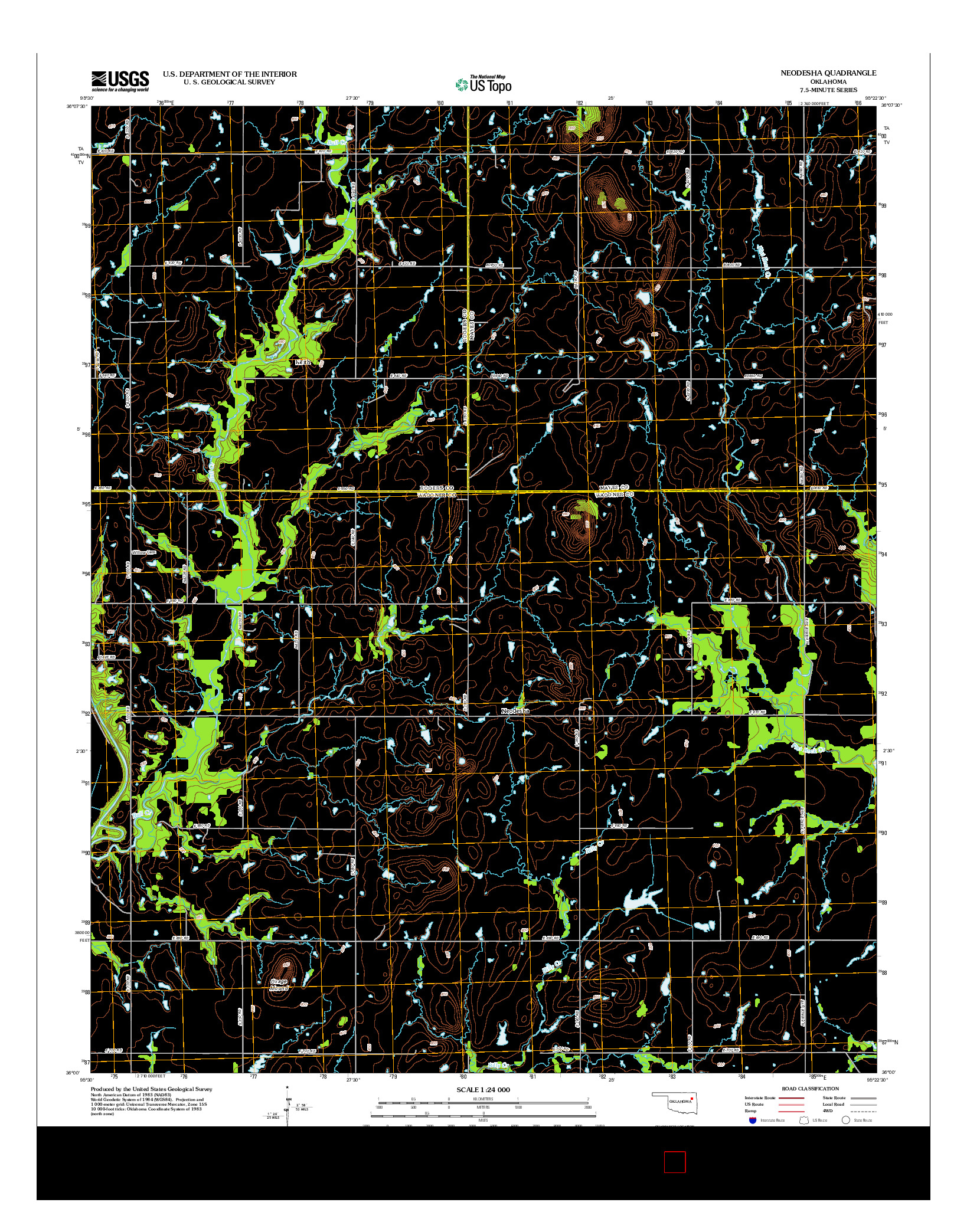 USGS US TOPO 7.5-MINUTE MAP FOR NEODESHA, OK 2012