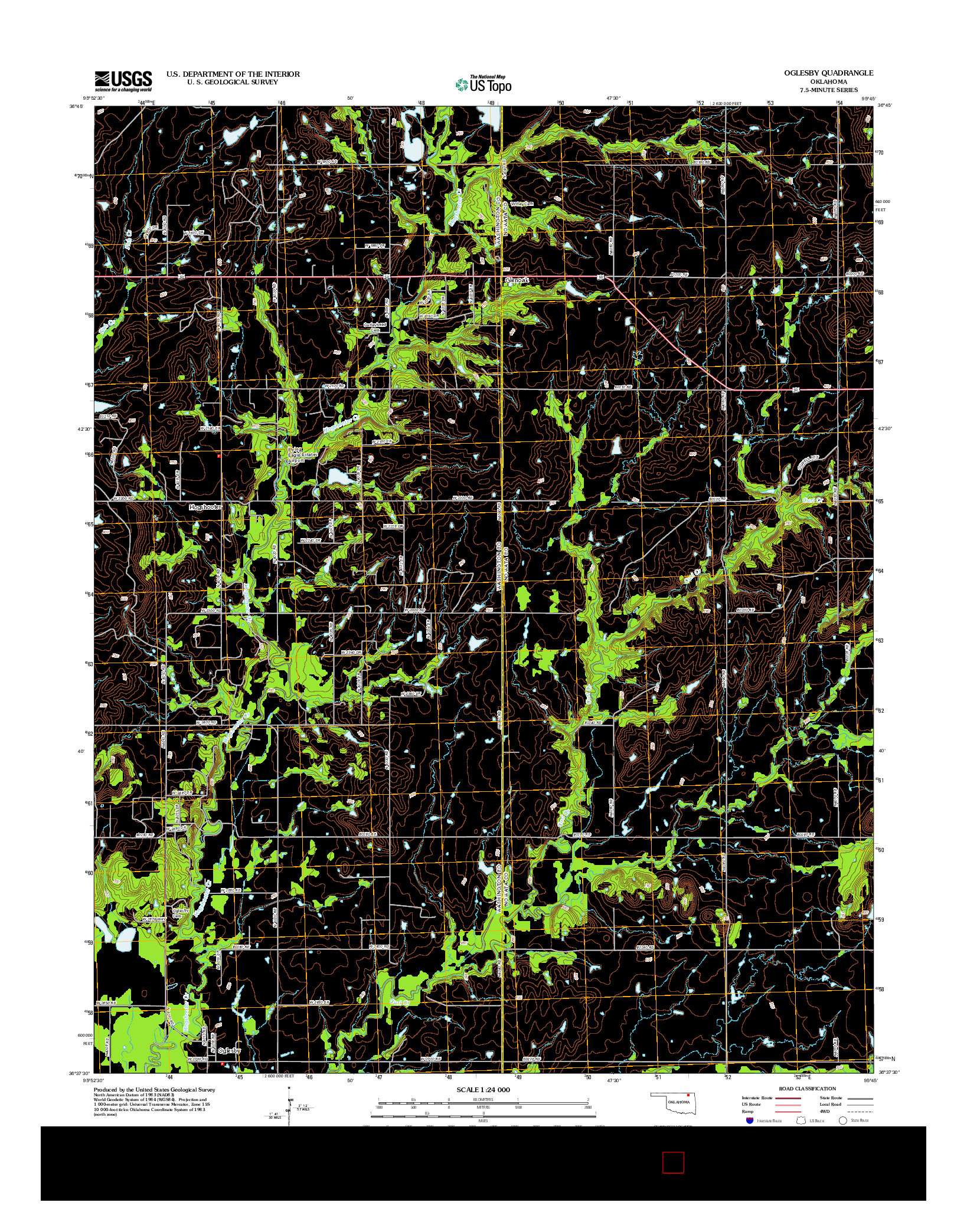 USGS US TOPO 7.5-MINUTE MAP FOR OGLESBY, OK 2012