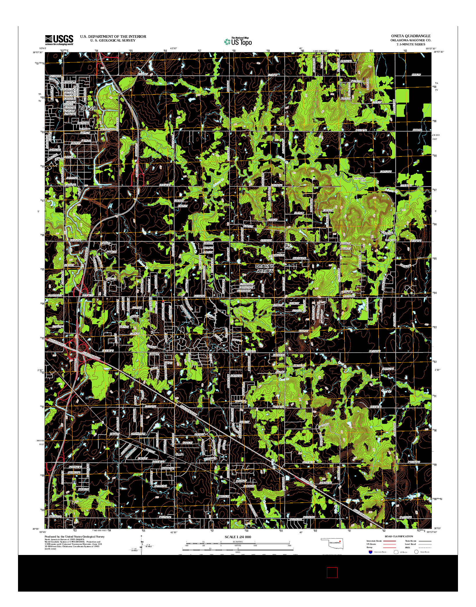 USGS US TOPO 7.5-MINUTE MAP FOR ONETA, OK 2012