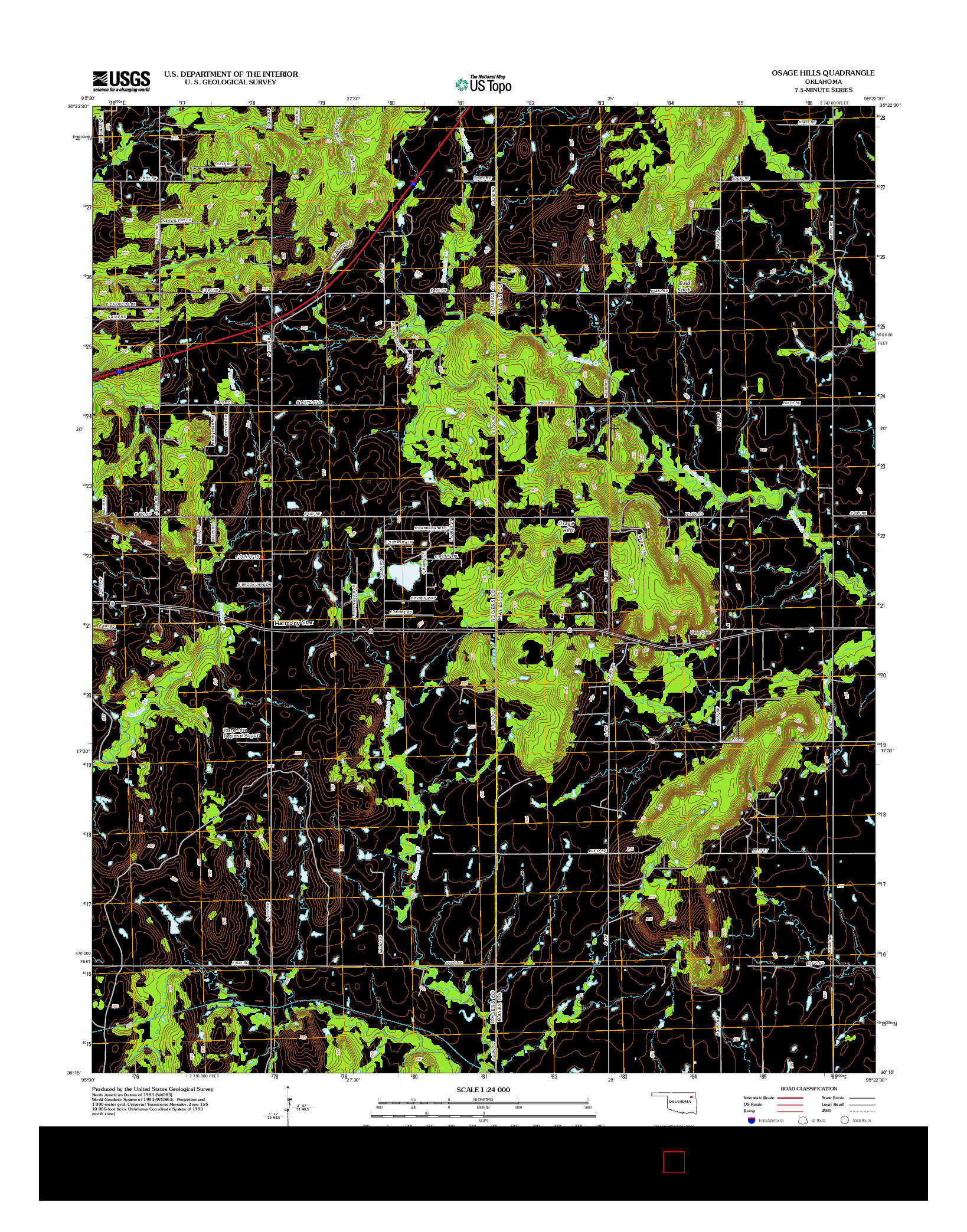 USGS US TOPO 7.5-MINUTE MAP FOR OSAGE HILLS, OK 2012