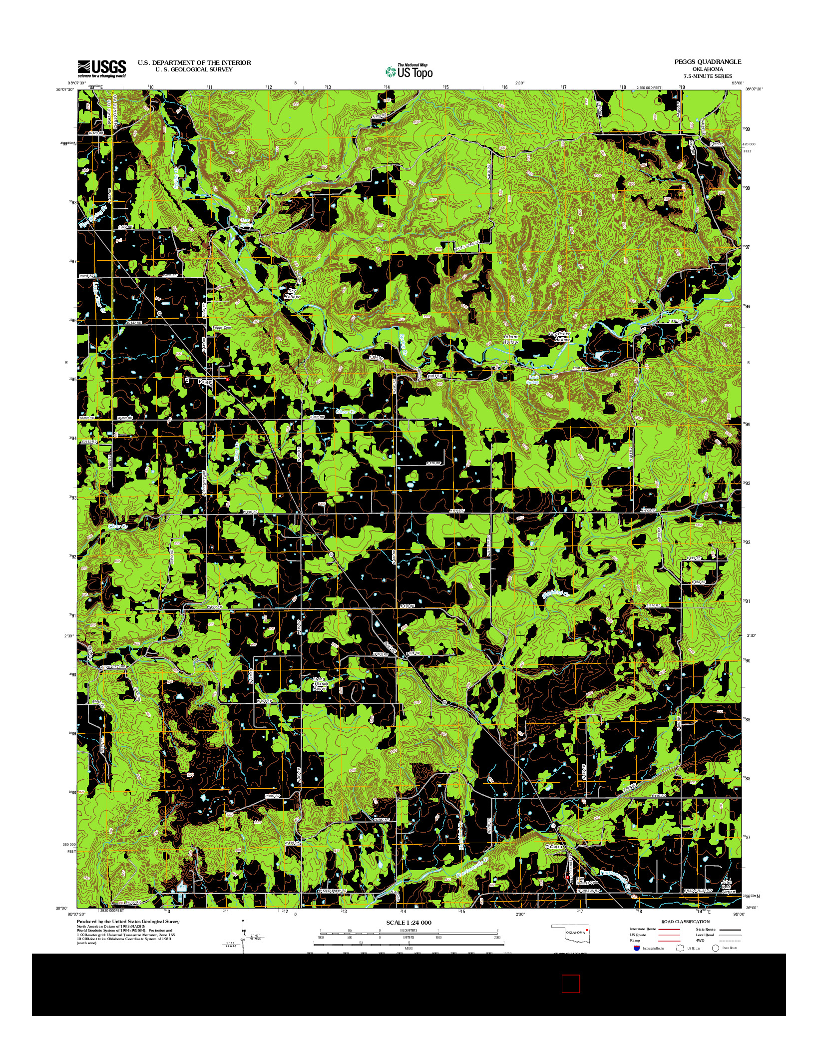 USGS US TOPO 7.5-MINUTE MAP FOR PEGGS, OK 2012