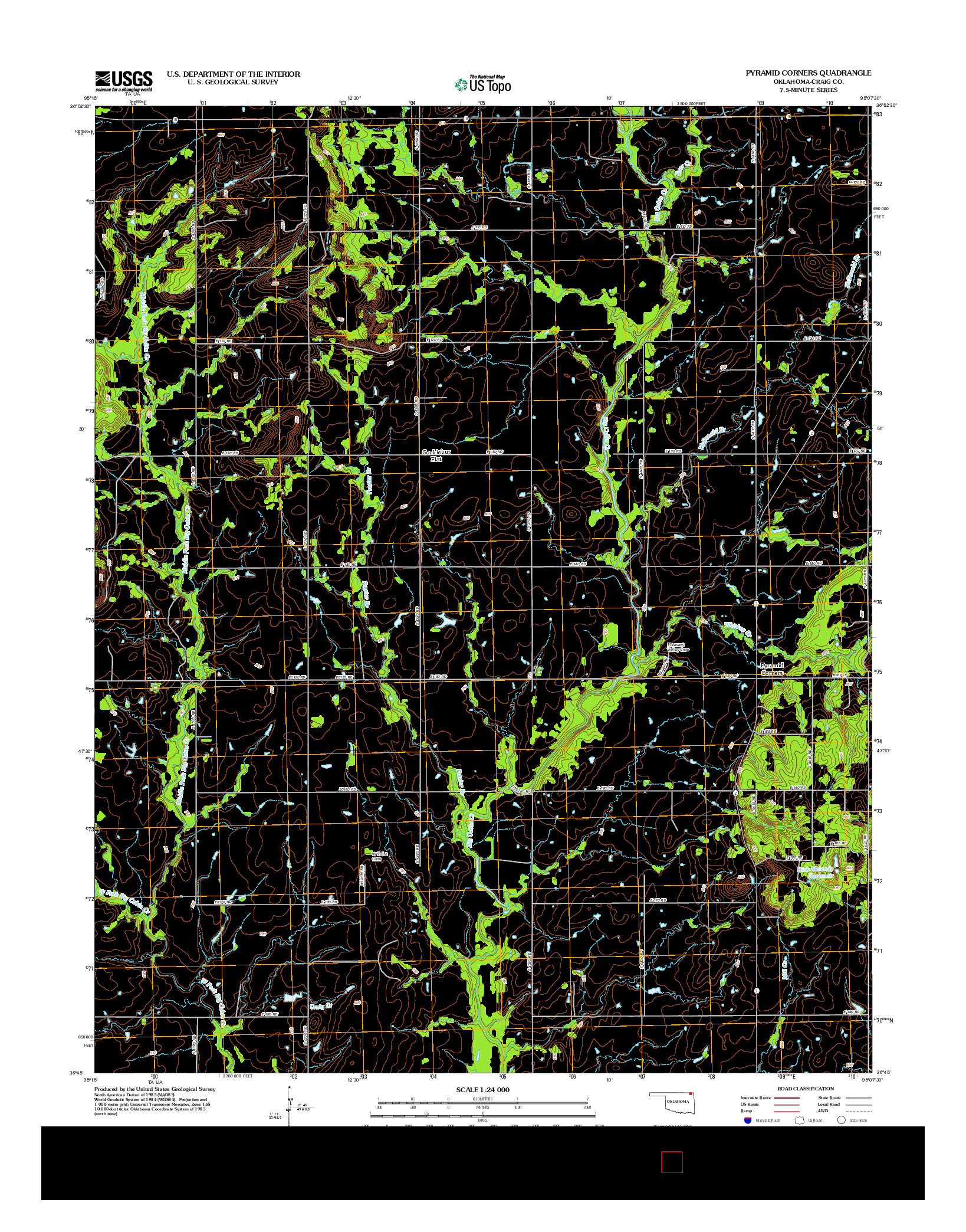 USGS US TOPO 7.5-MINUTE MAP FOR PYRAMID CORNERS, OK 2012