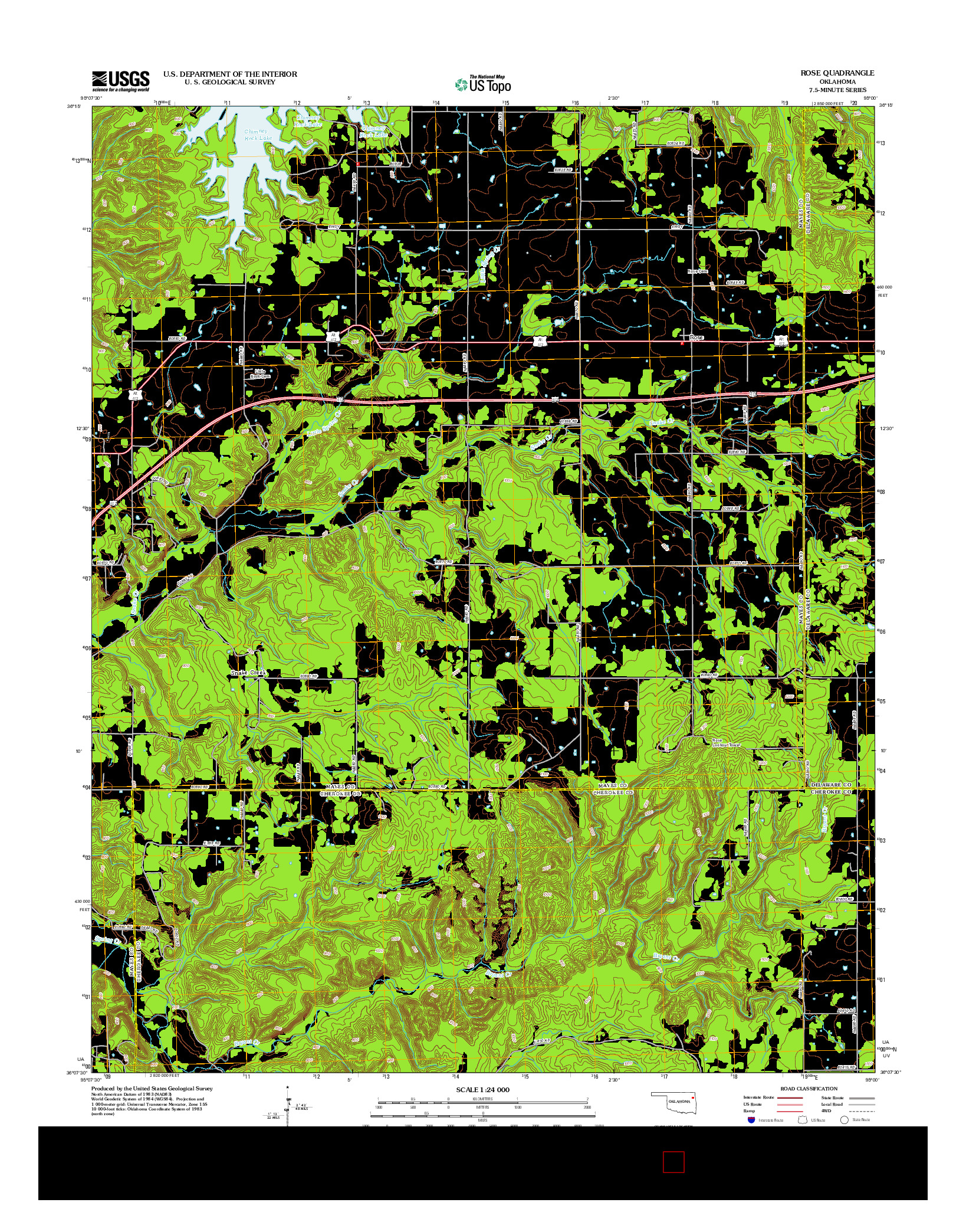 USGS US TOPO 7.5-MINUTE MAP FOR ROSE, OK 2012