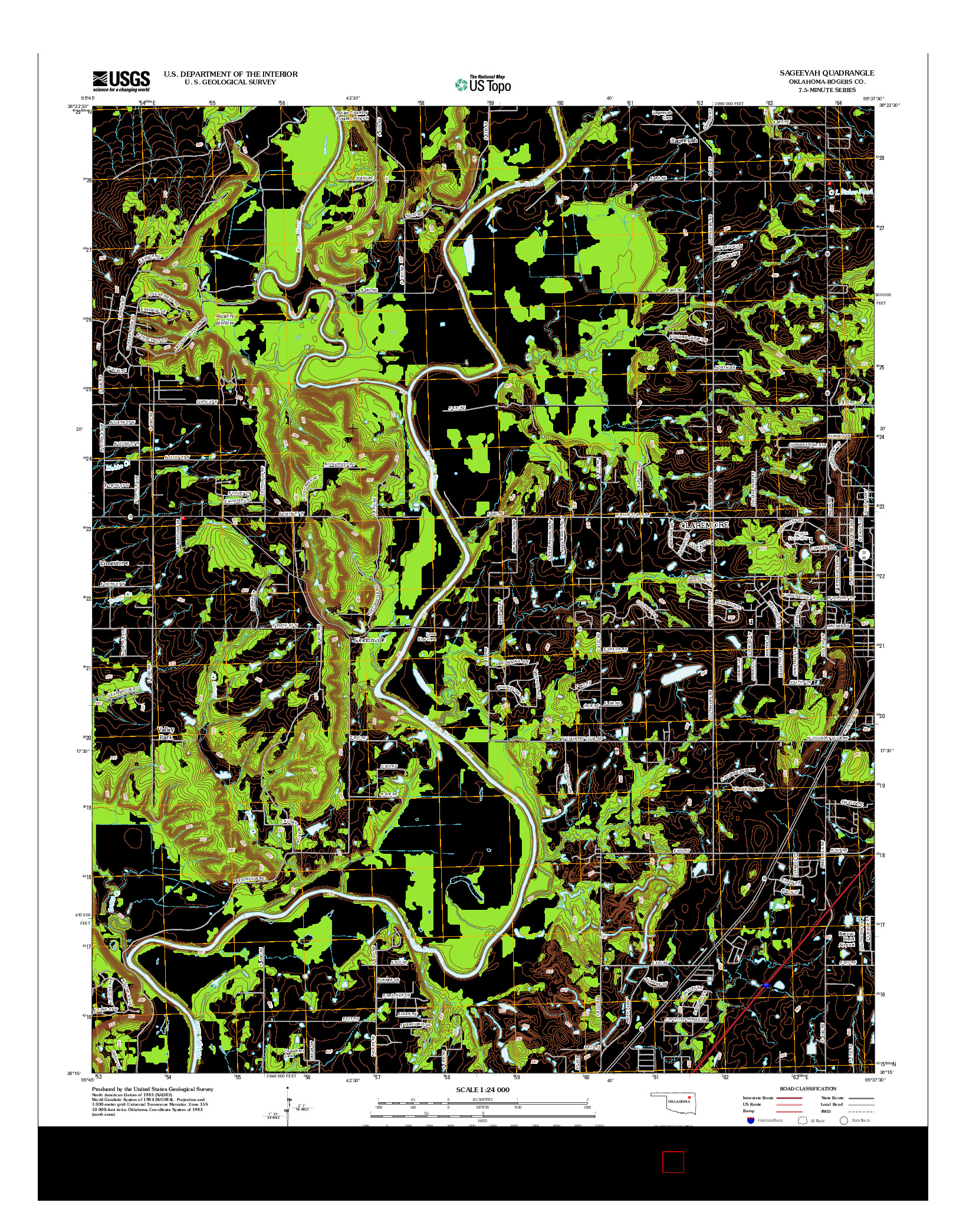 USGS US TOPO 7.5-MINUTE MAP FOR SAGEEYAH, OK 2012