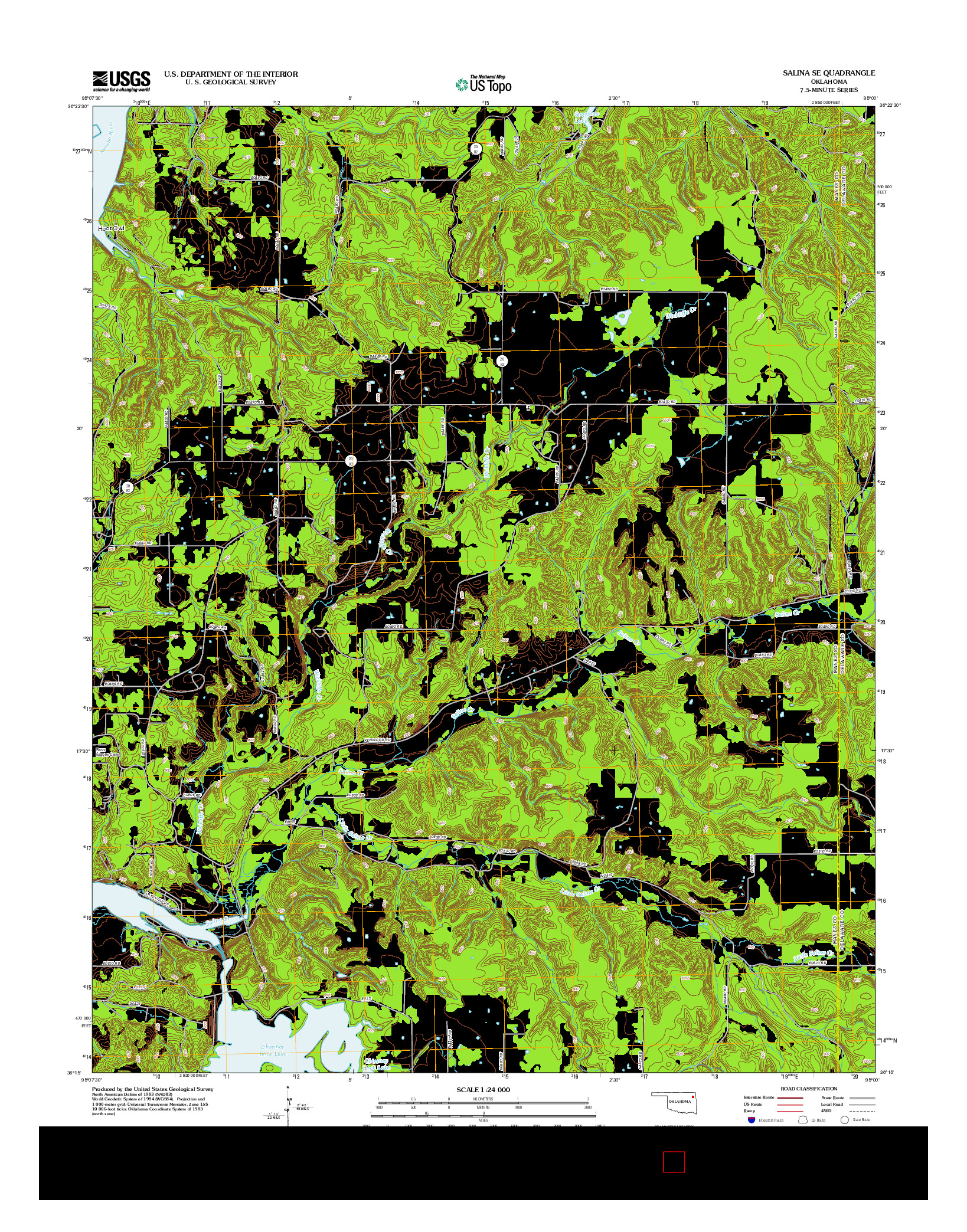 USGS US TOPO 7.5-MINUTE MAP FOR SALINA SE, OK 2012