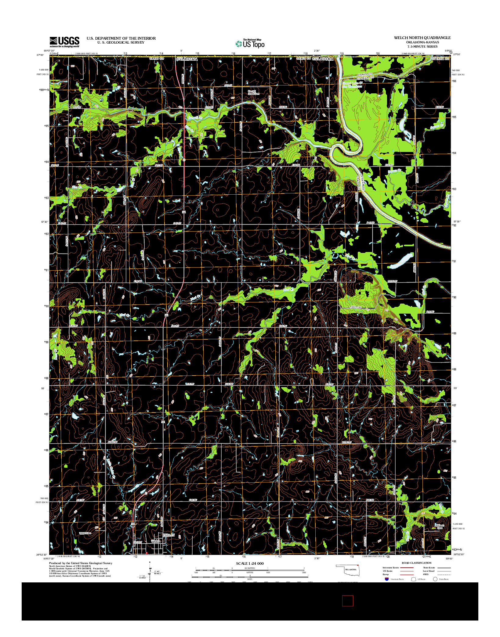 USGS US TOPO 7.5-MINUTE MAP FOR WELCH NORTH, OK-KS 2012