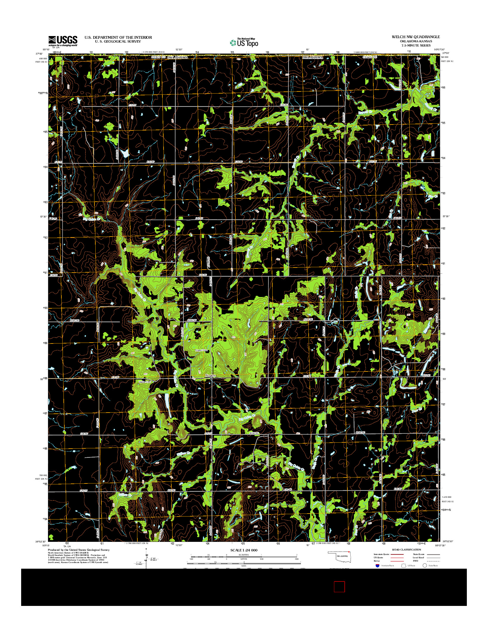 USGS US TOPO 7.5-MINUTE MAP FOR WELCH NW, OK-KS 2012