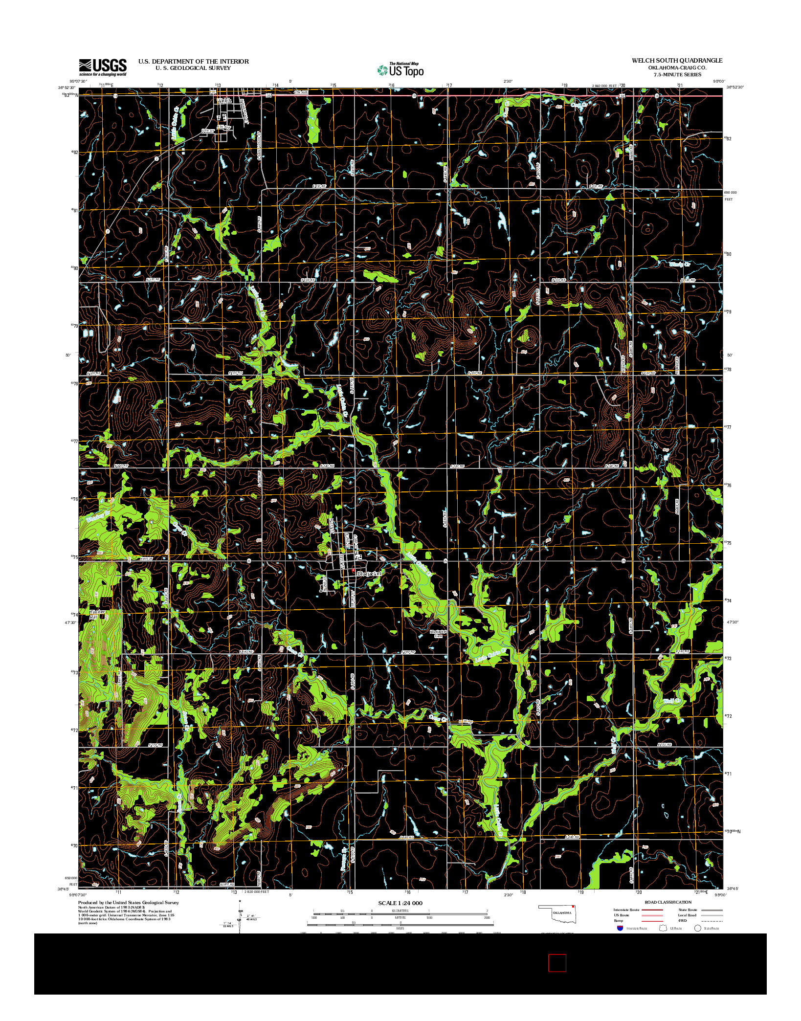 USGS US TOPO 7.5-MINUTE MAP FOR WELCH SOUTH, OK 2012
