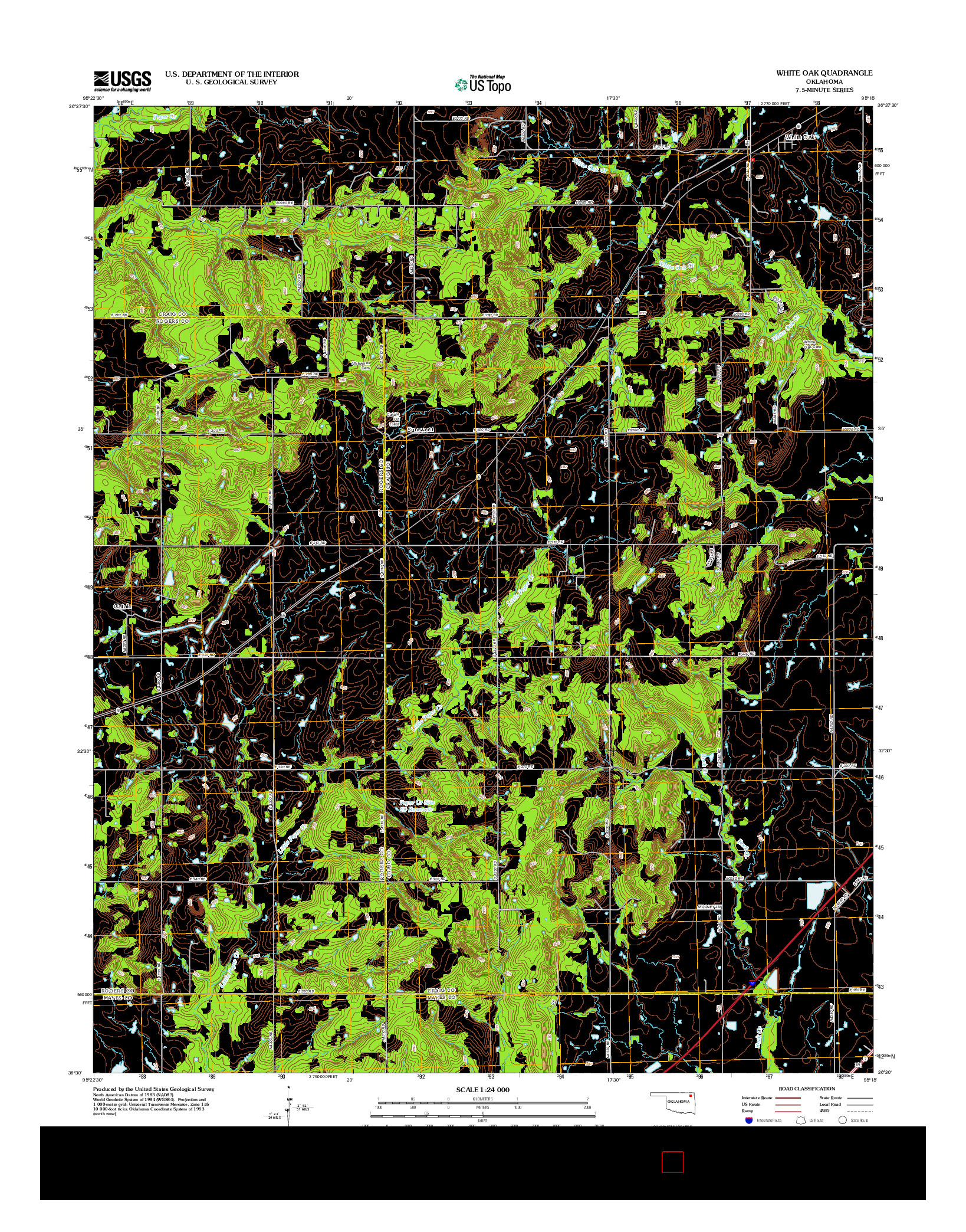 USGS US TOPO 7.5-MINUTE MAP FOR WHITE OAK, OK 2012