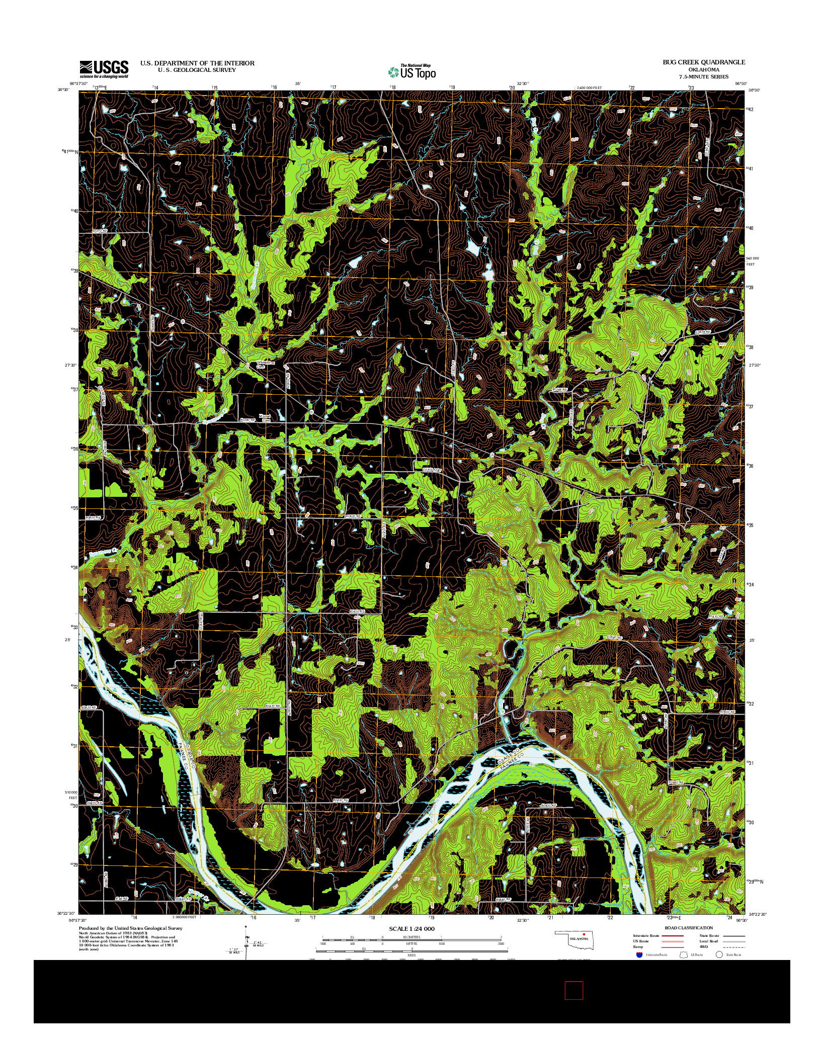 USGS US TOPO 7.5-MINUTE MAP FOR BUG CREEK, OK 2012