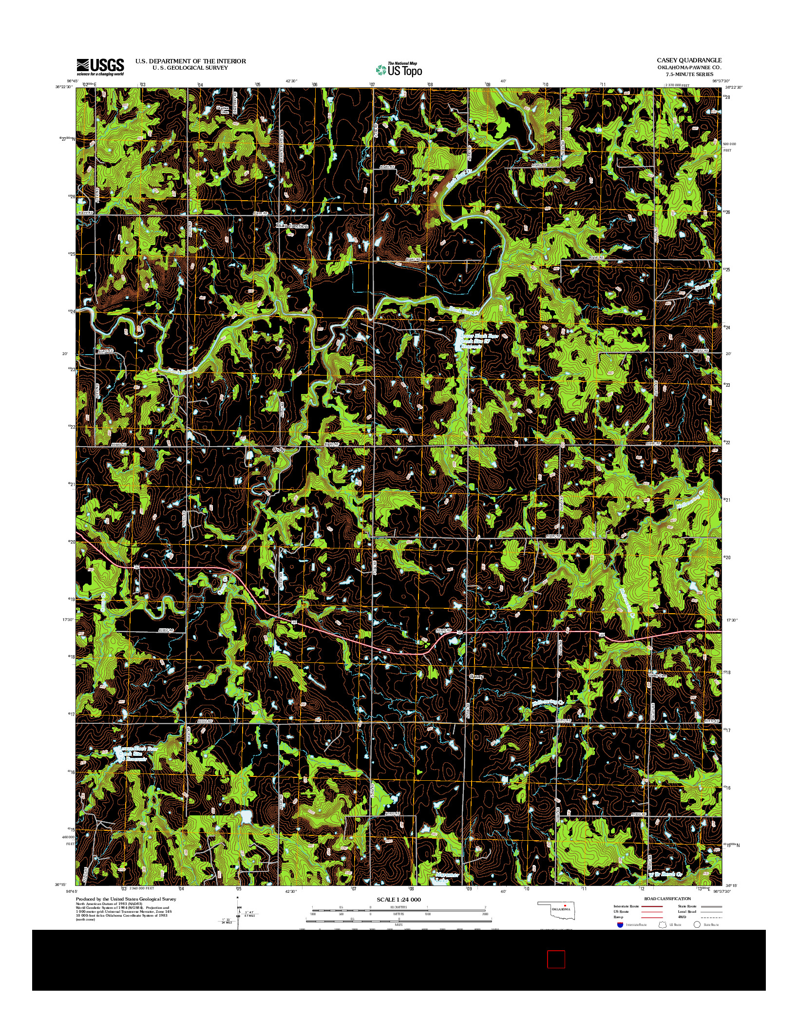 USGS US TOPO 7.5-MINUTE MAP FOR CASEY, OK 2012