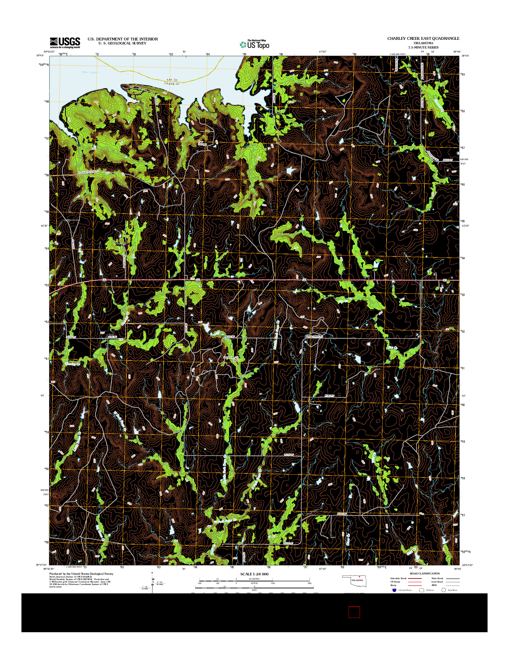 USGS US TOPO 7.5-MINUTE MAP FOR CHARLEY CREEK EAST, OK 2012