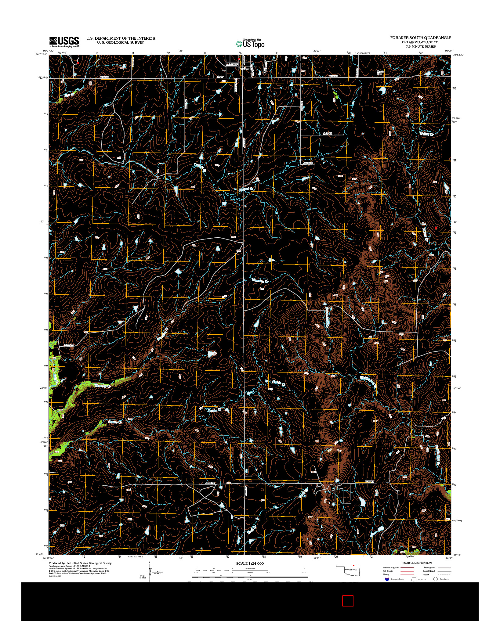 USGS US TOPO 7.5-MINUTE MAP FOR FORAKER SOUTH, OK 2012