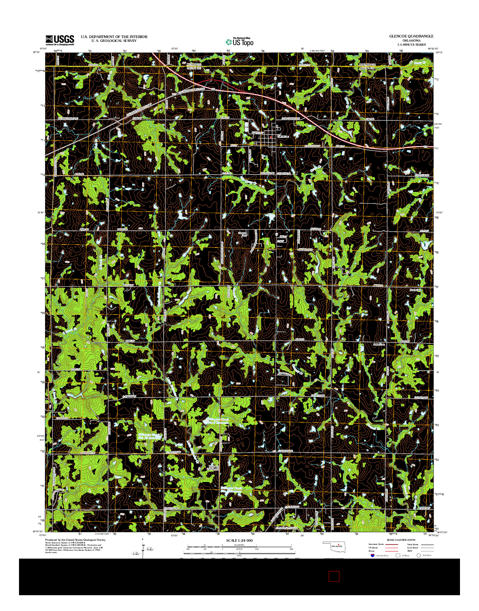 USGS US TOPO 7.5-MINUTE MAP FOR GLENCOE, OK 2012