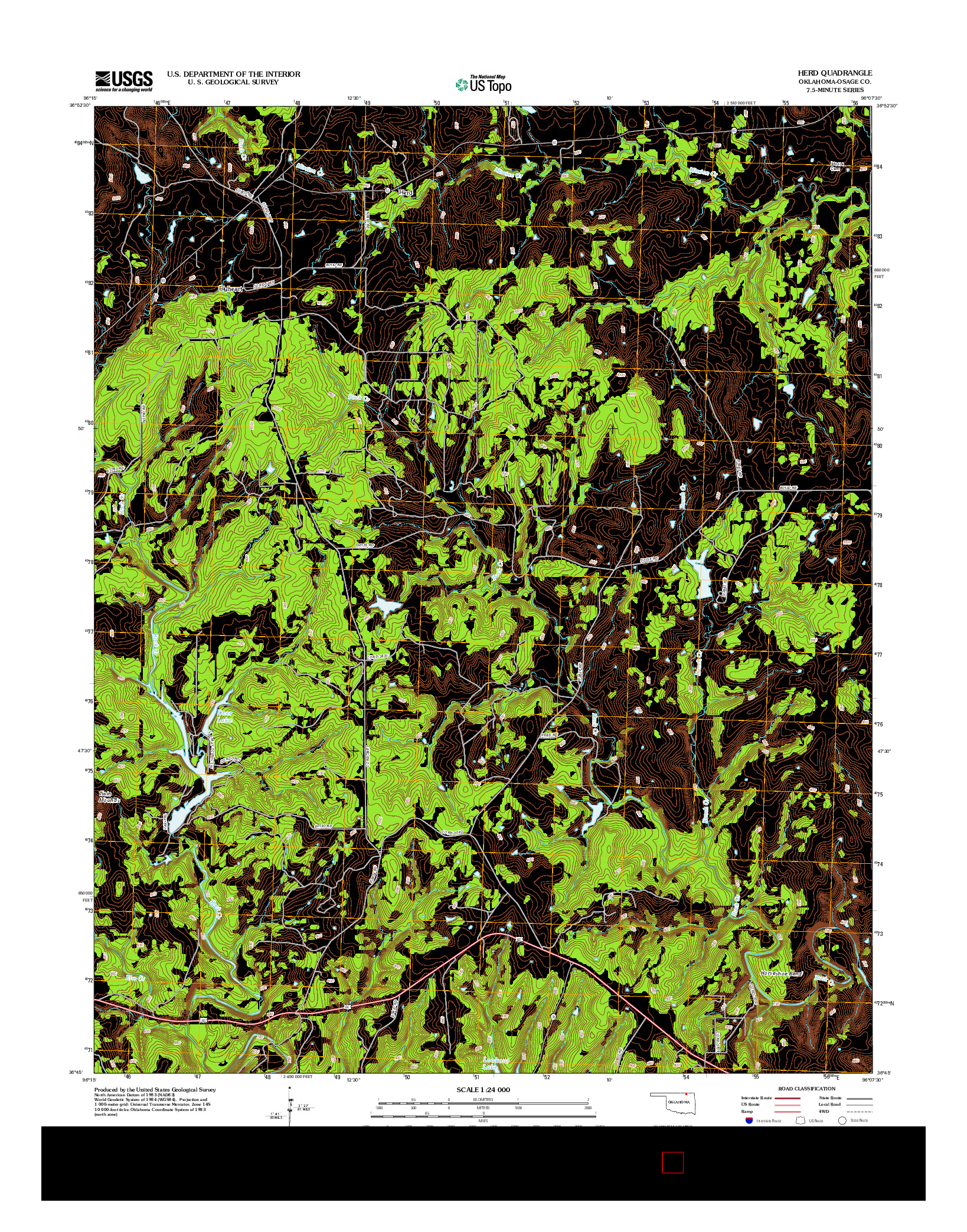 USGS US TOPO 7.5-MINUTE MAP FOR HERD, OK 2012