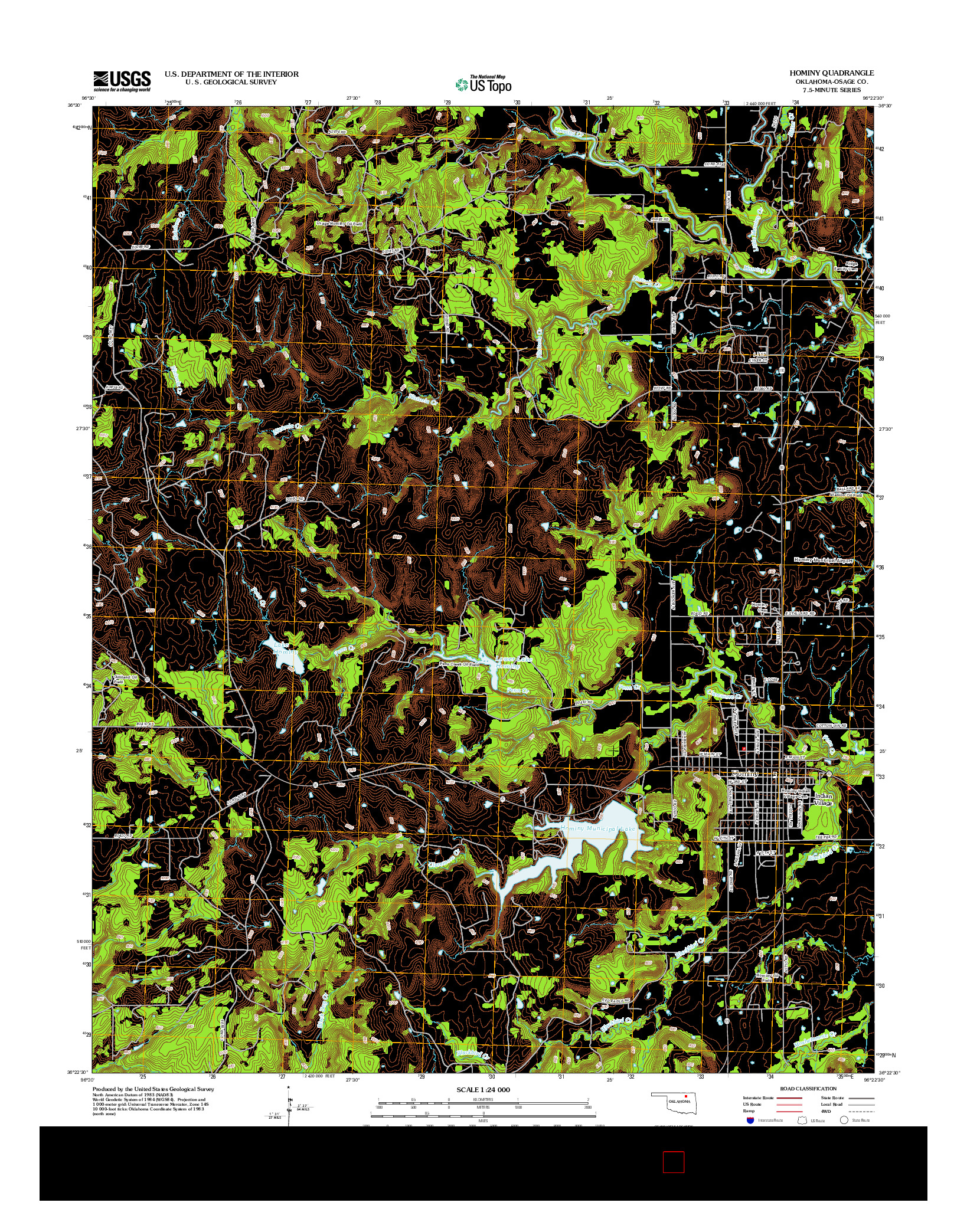 USGS US TOPO 7.5-MINUTE MAP FOR HOMINY, OK 2012